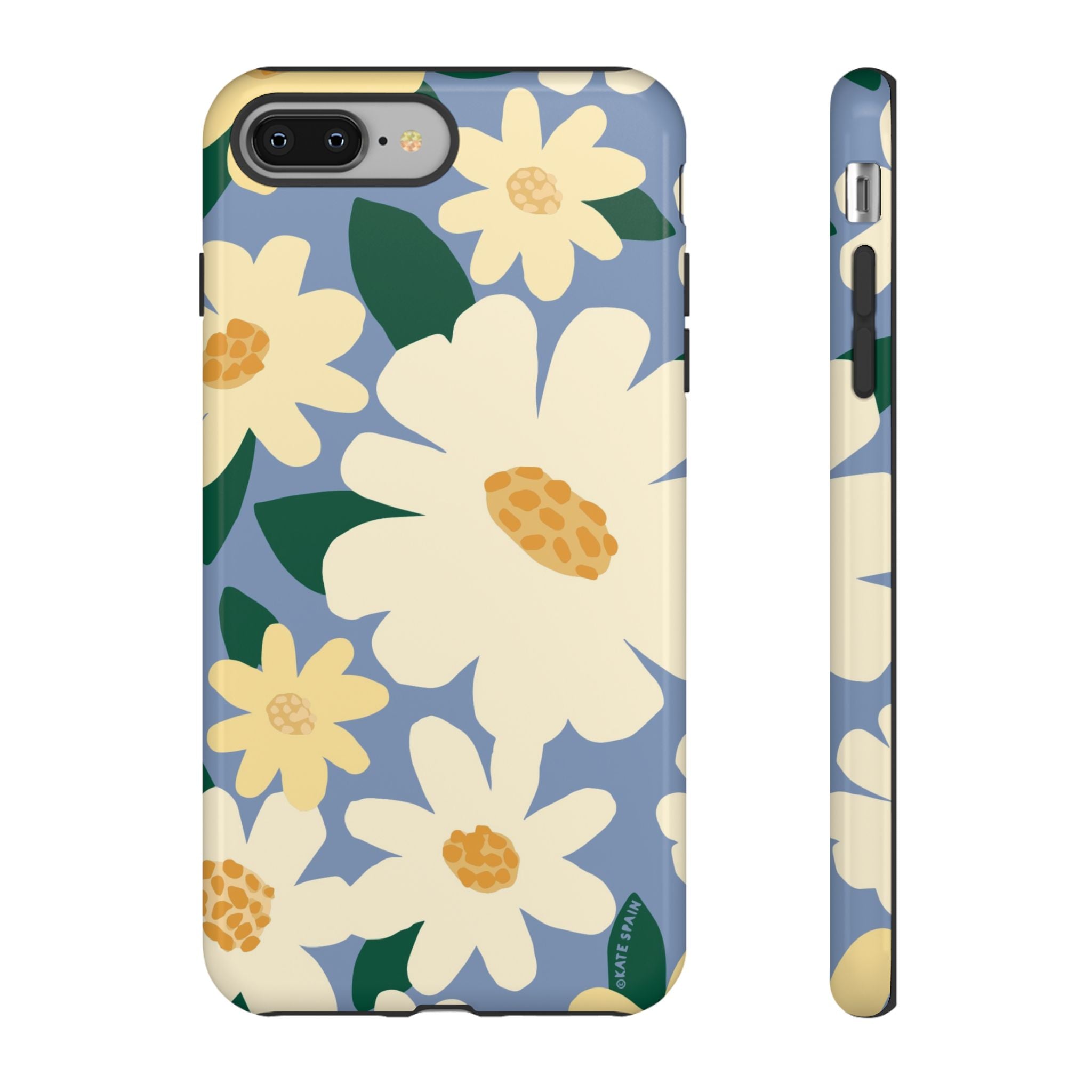 Chamomile Tough iPhone 8 Plus Case – Glossy | periwinkle, cream, yellow botanical daisy floral print