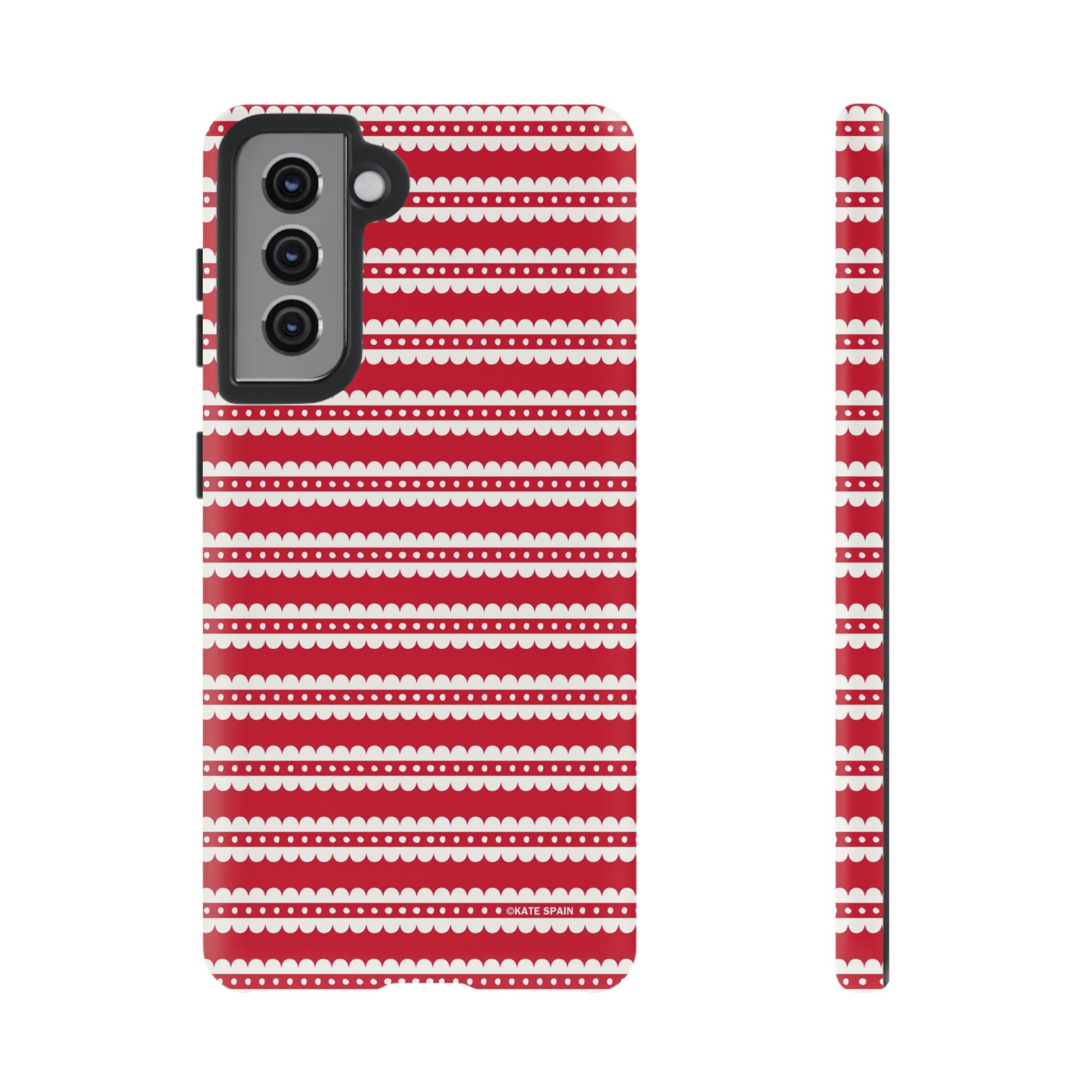 Candy Cane Stripe Samsung Galaxy S21 Case – Matte | red, cream scalloped candy cane stripe print