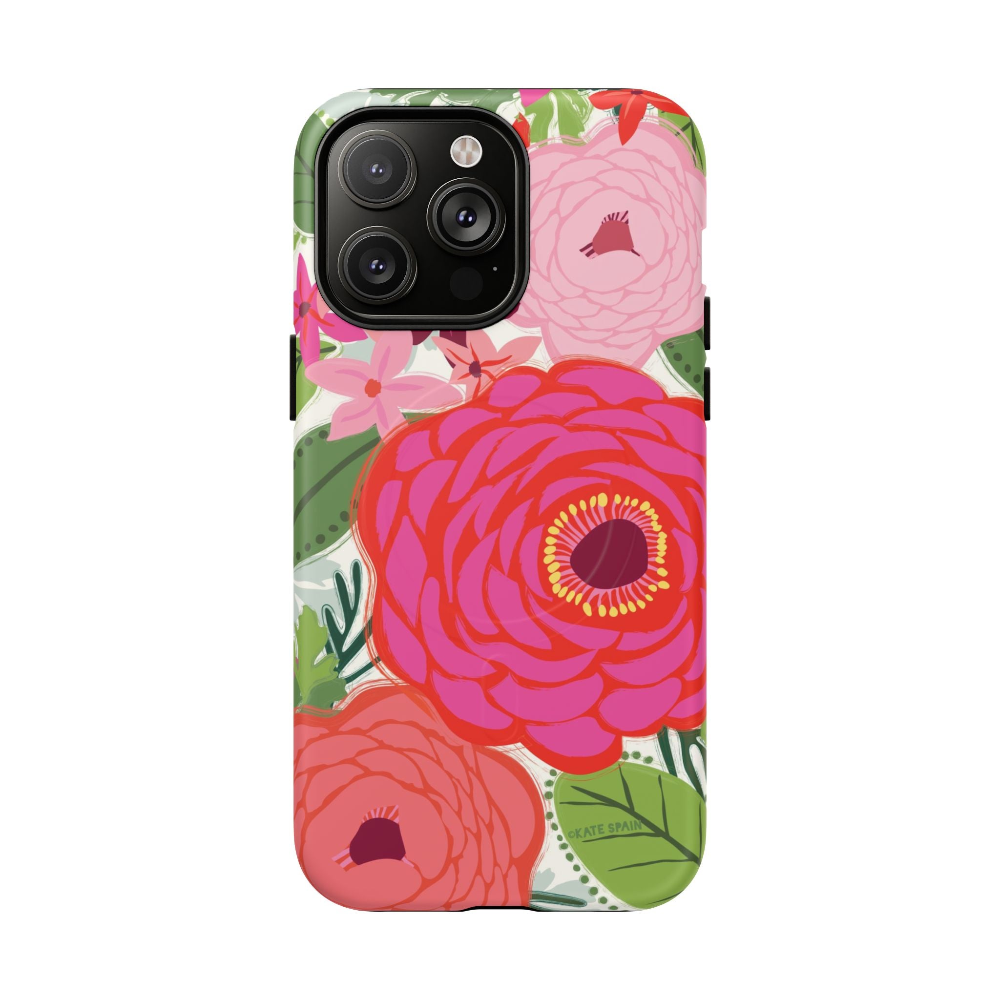 Bloomerie Fuchsia MagSafe iPhone 14 Pro Max Case – Matte | cream, magenta, coral botanical peony floral print