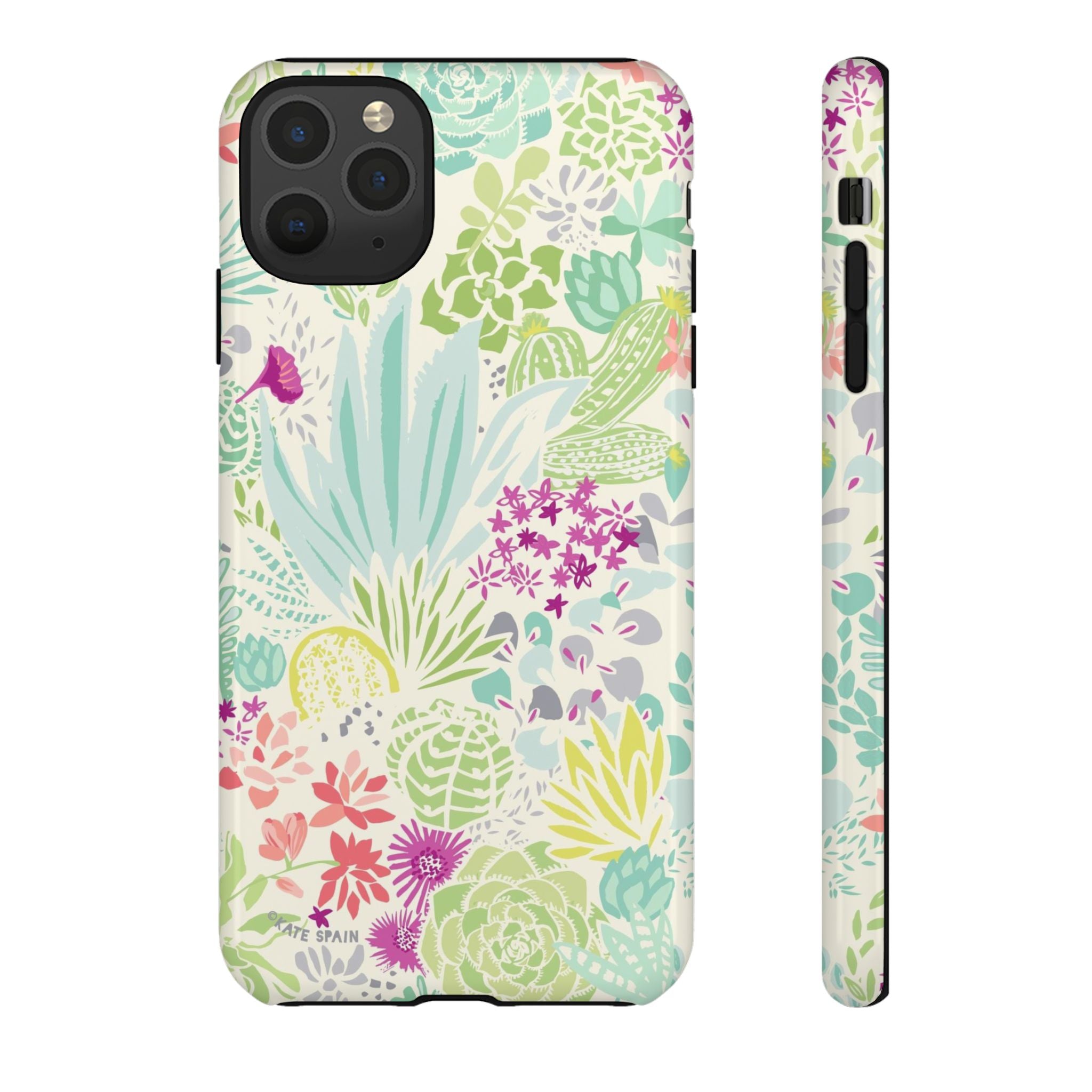 Canyon Tough iPhone 11 Pro Max Case – Glossy | cream, sage, aqua, mauve, fuschia botanical succulent print