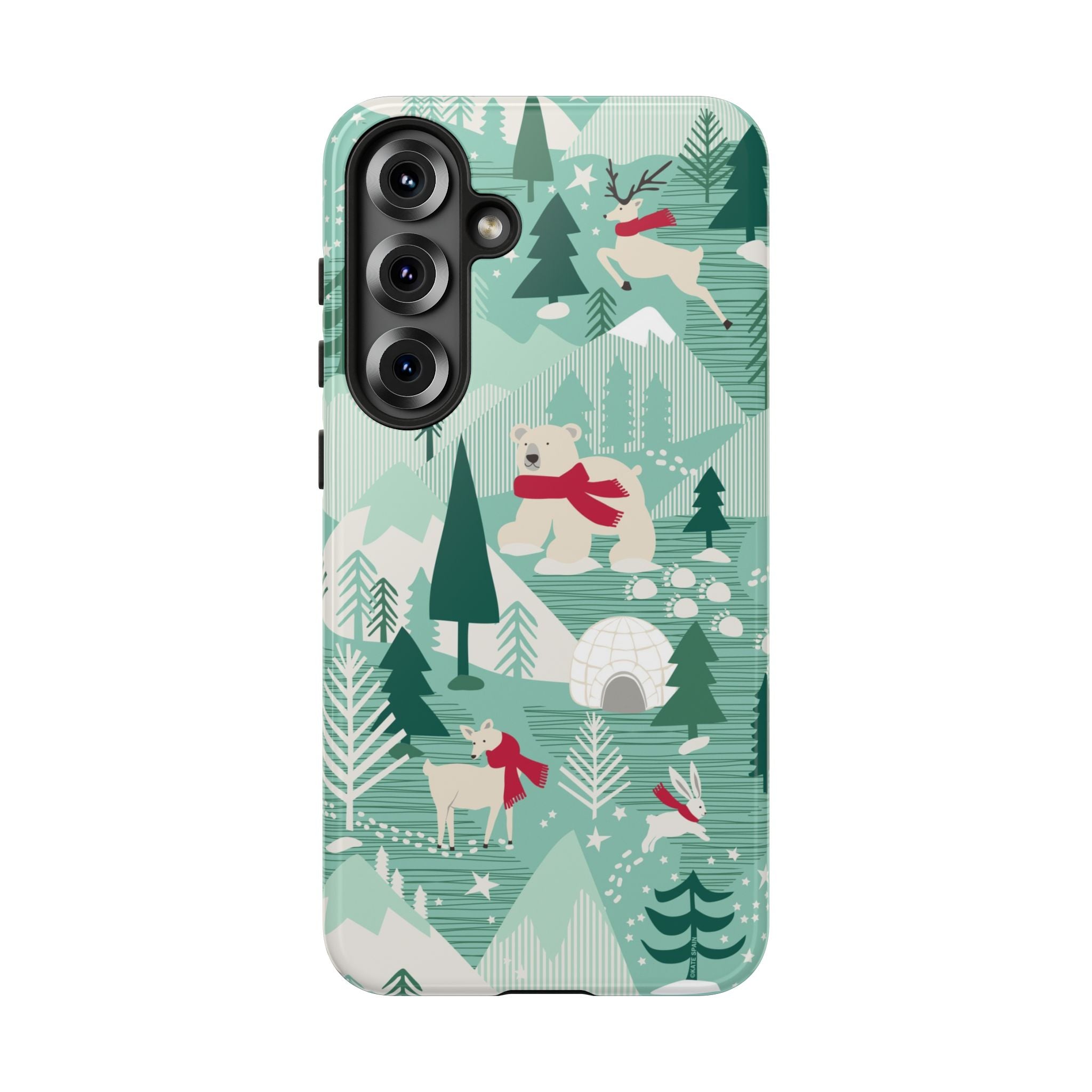 Arctica Winter Samsung Galaxy S25 Ultra Case – Matte | aqua, evergreen, white, animal frolic winter wonderland print