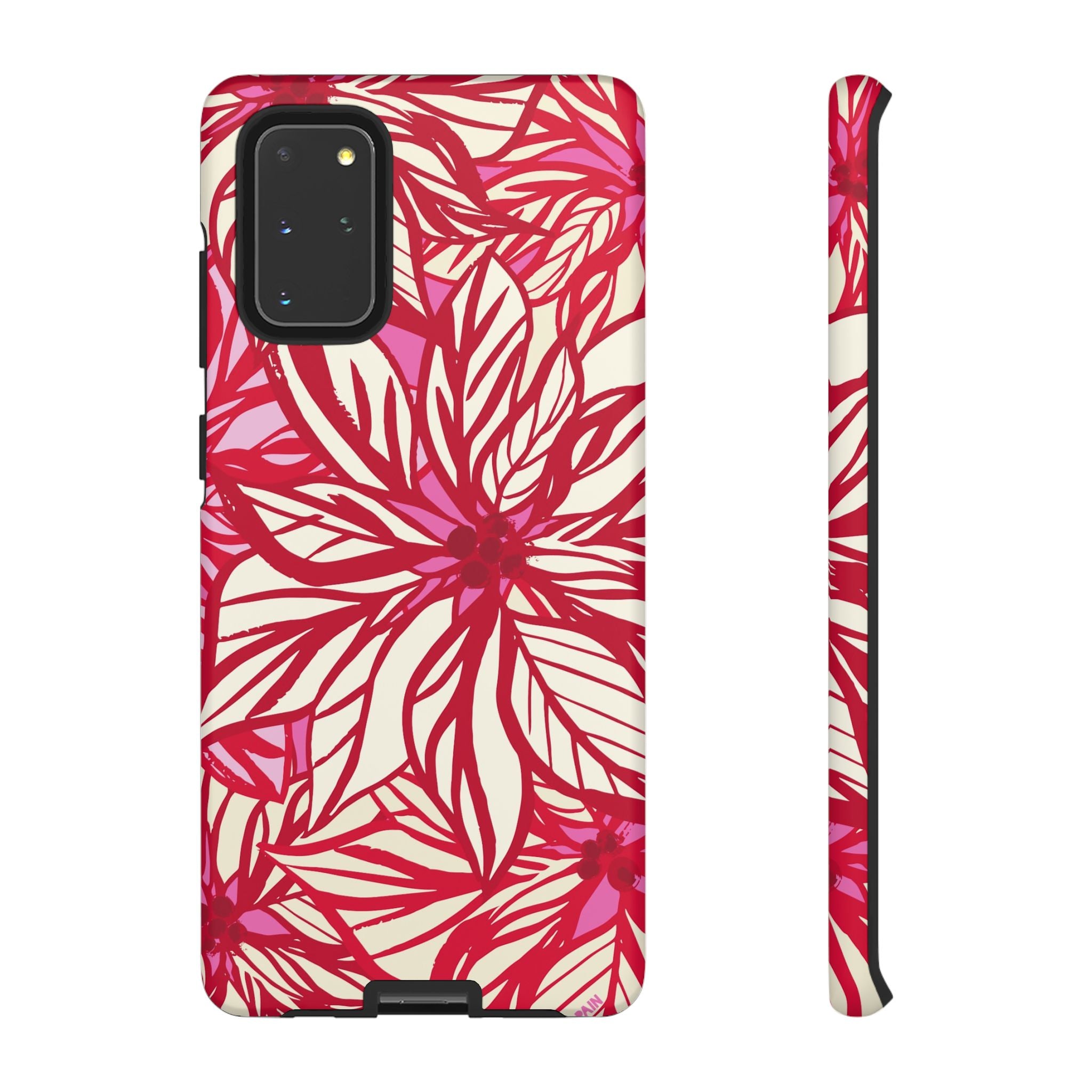 Poinsettia Samsung Galaxy S20+ Case – Matte | cream, red, pink poinsettia botanical print