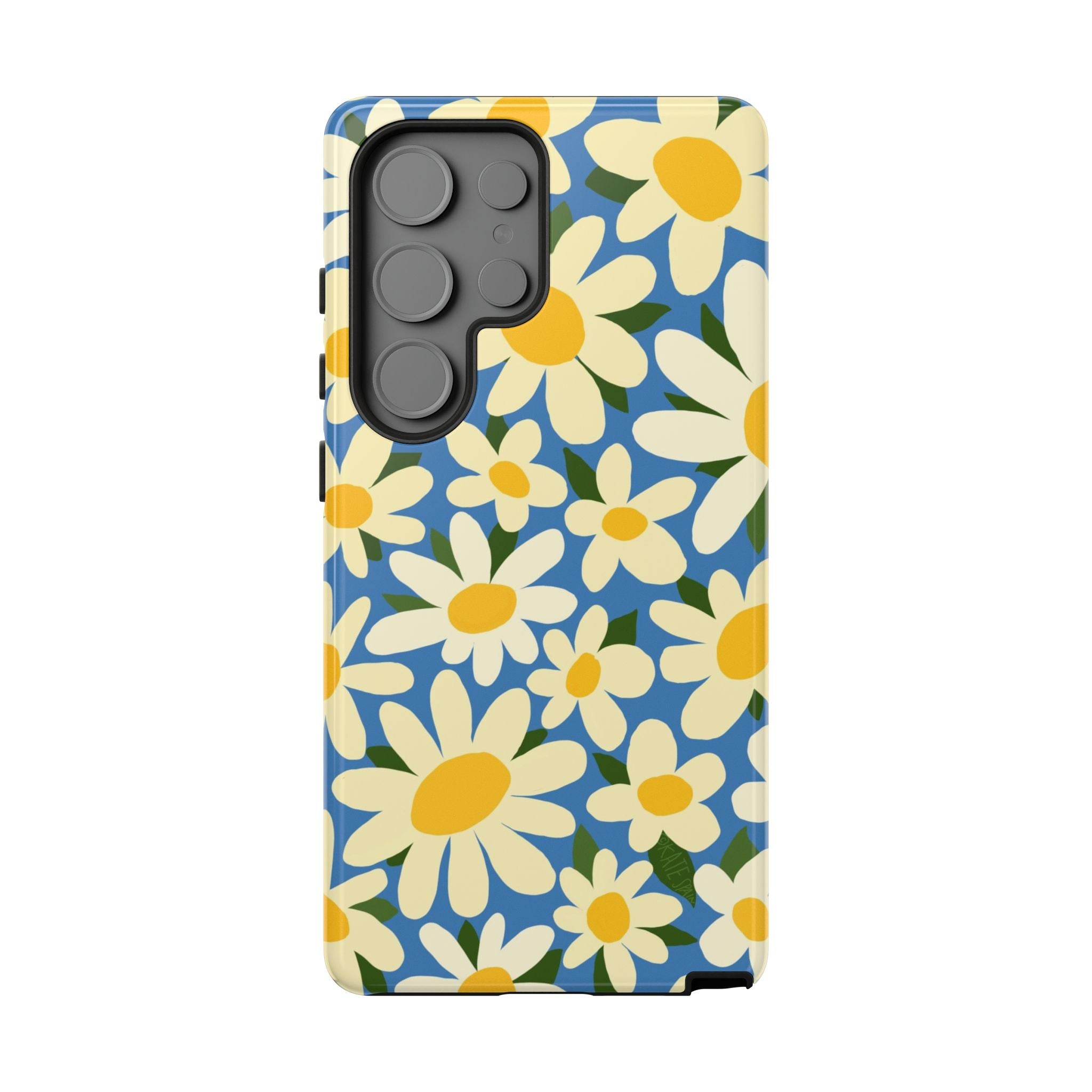 Luxury Shasta Samsung Galaxy S25 Plus Case – Matte | blue, yellow, white daisy floral print