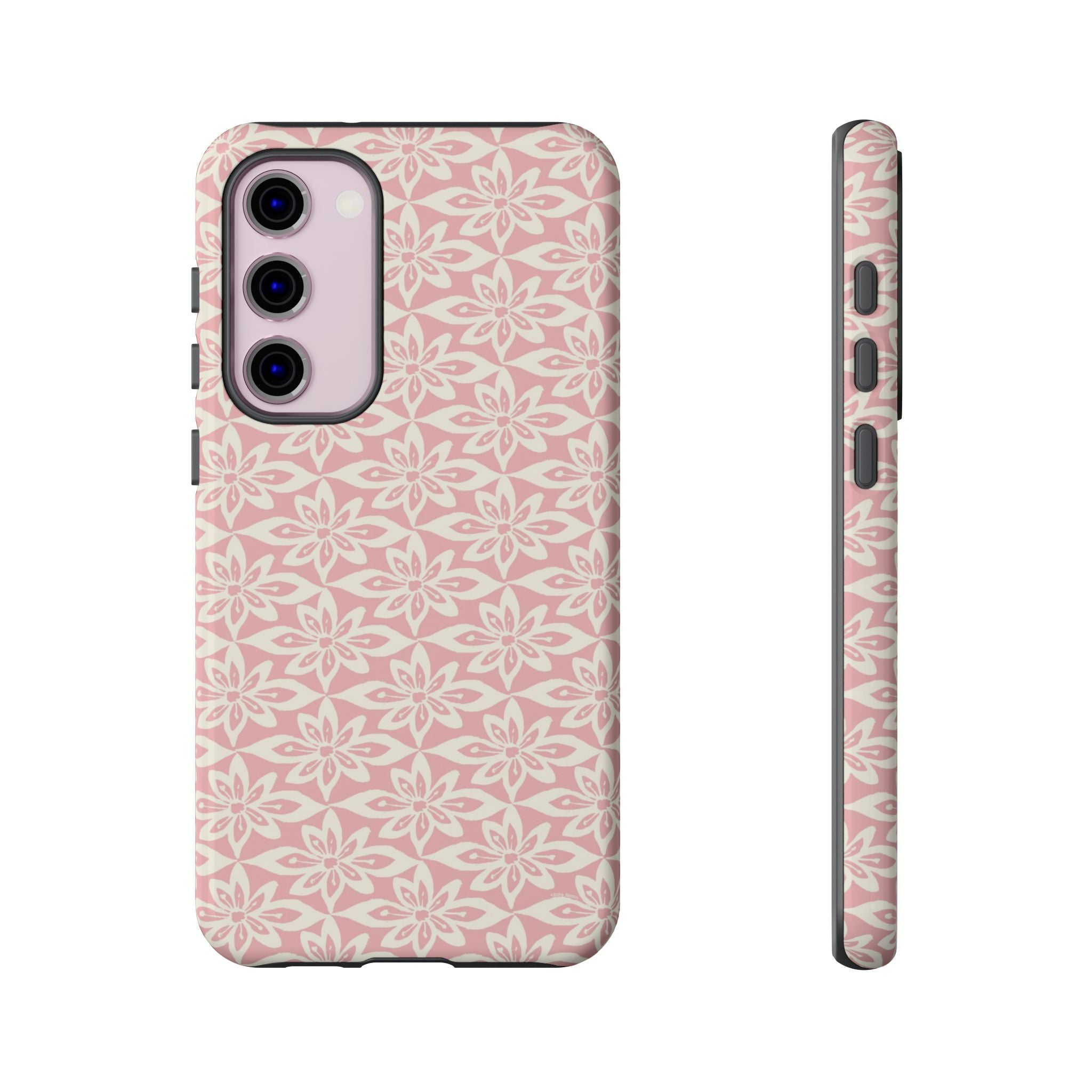 Lily Pastel Pink Samsung Galaxy S23 Plus Glossy case — graphic white lily print on dreamy pastel pink — botanical phone case by Kate Spain