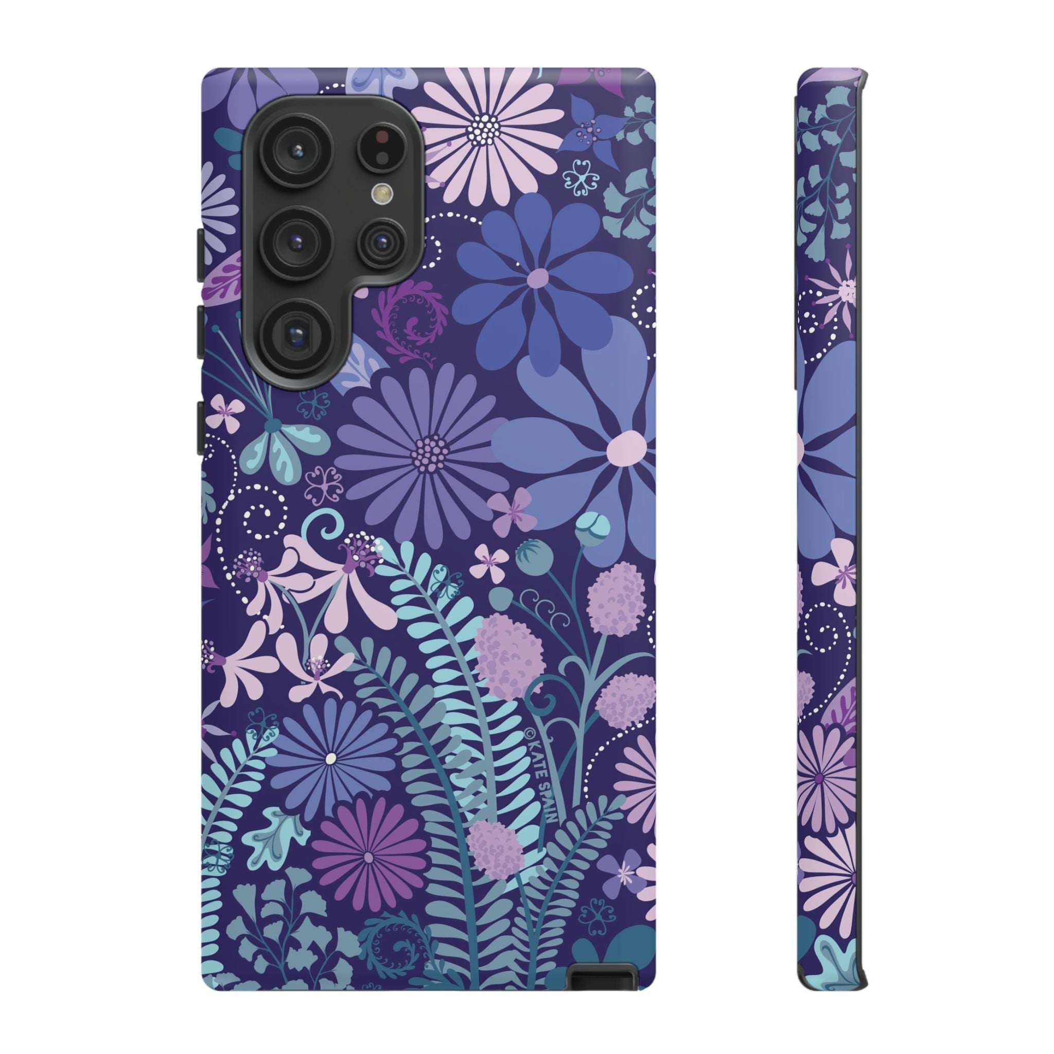 Luxury Terrain Samsung Galaxy S22 Ultra Case – Matte | navy, purple, aqua botanical woodland floral print