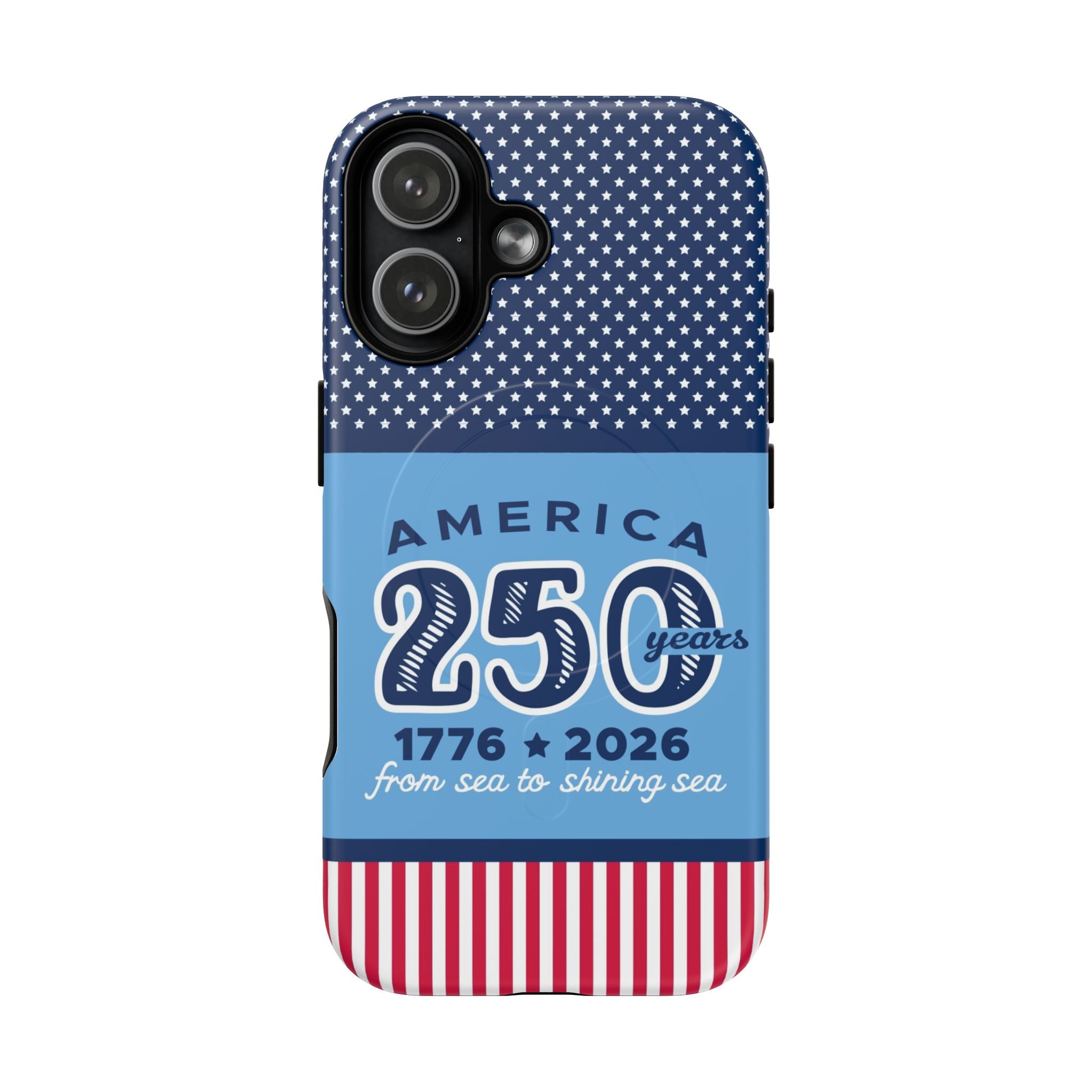 Sea to Shining Sea MagSafe iPhone 17 Case – Matte | navy, sky blue, red, white American stars & stripes 250th anniversary print