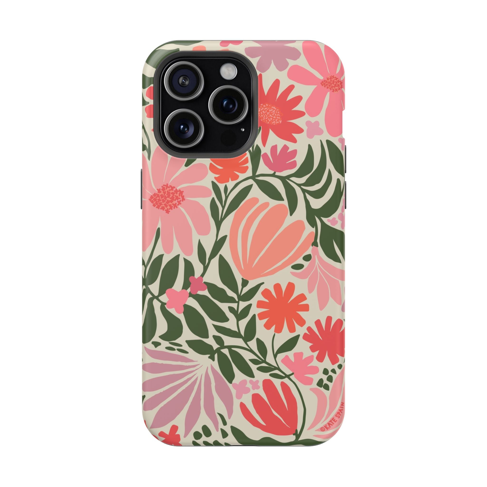 Botanica MagSafe iPhone 15 Pro Max Case – Matte | coral, pink, sage green botanical wildflower print