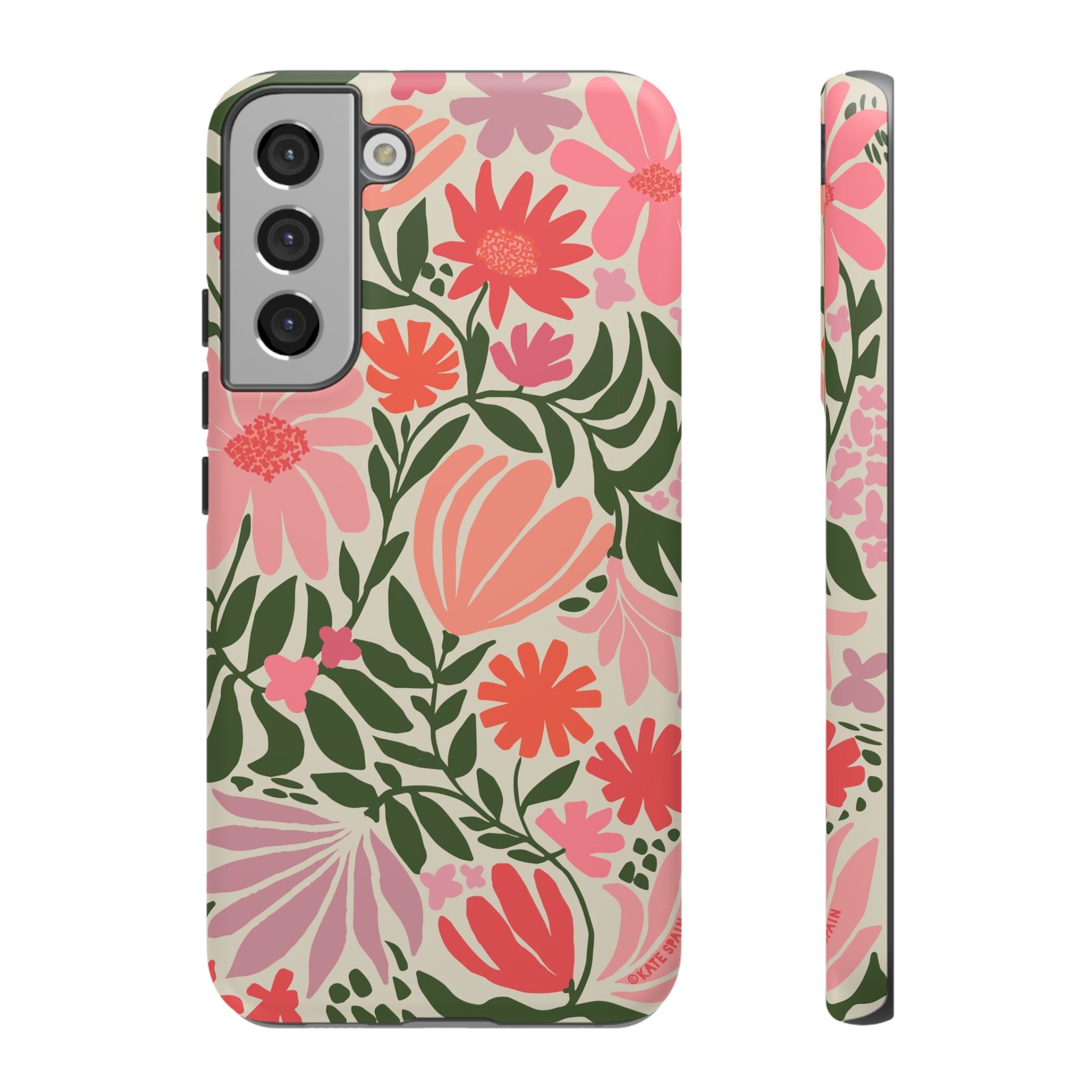 Luxury Botanica Samsung Galaxy S22 Plus Case – Matte | cream, coral, pink botanical wildflower print