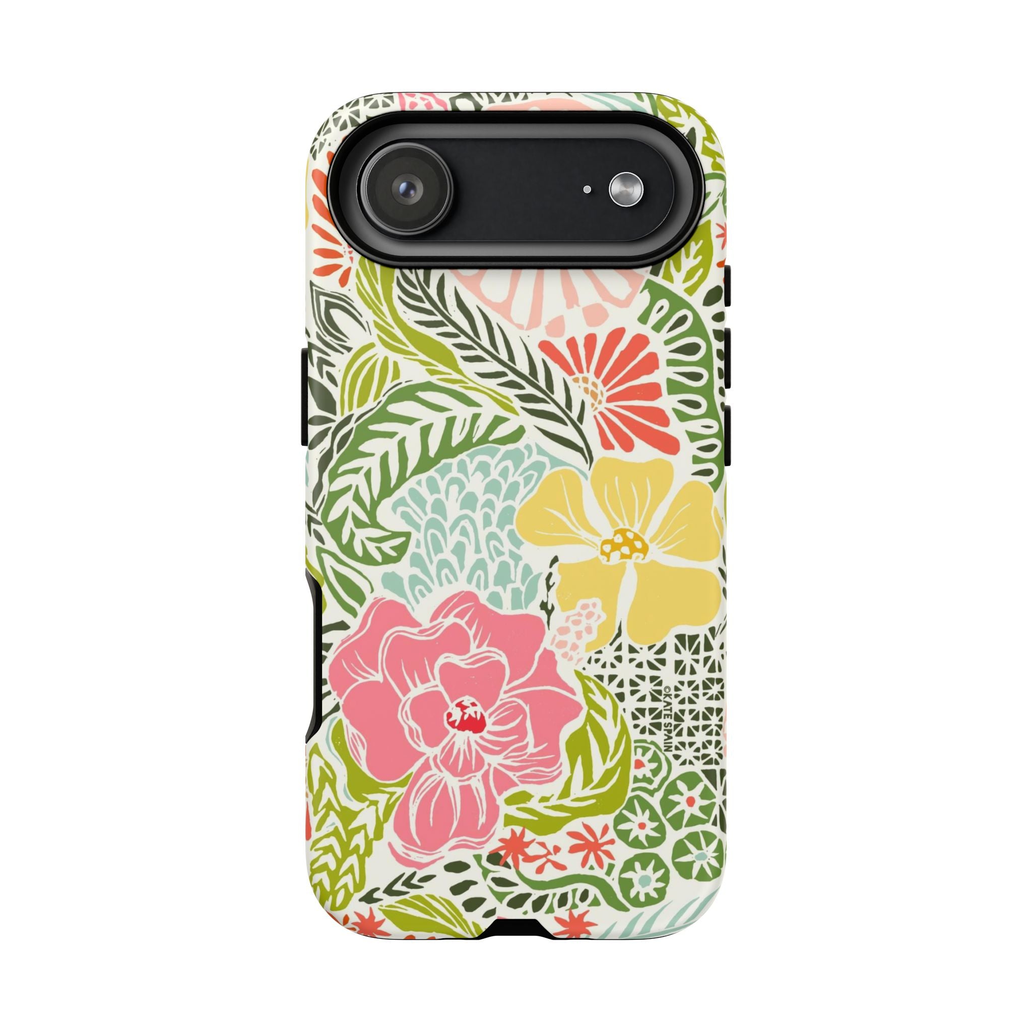 Tropica Tough iPhone 17 Air Case – Matte | cream, pink, yellow, blue botanical floral print