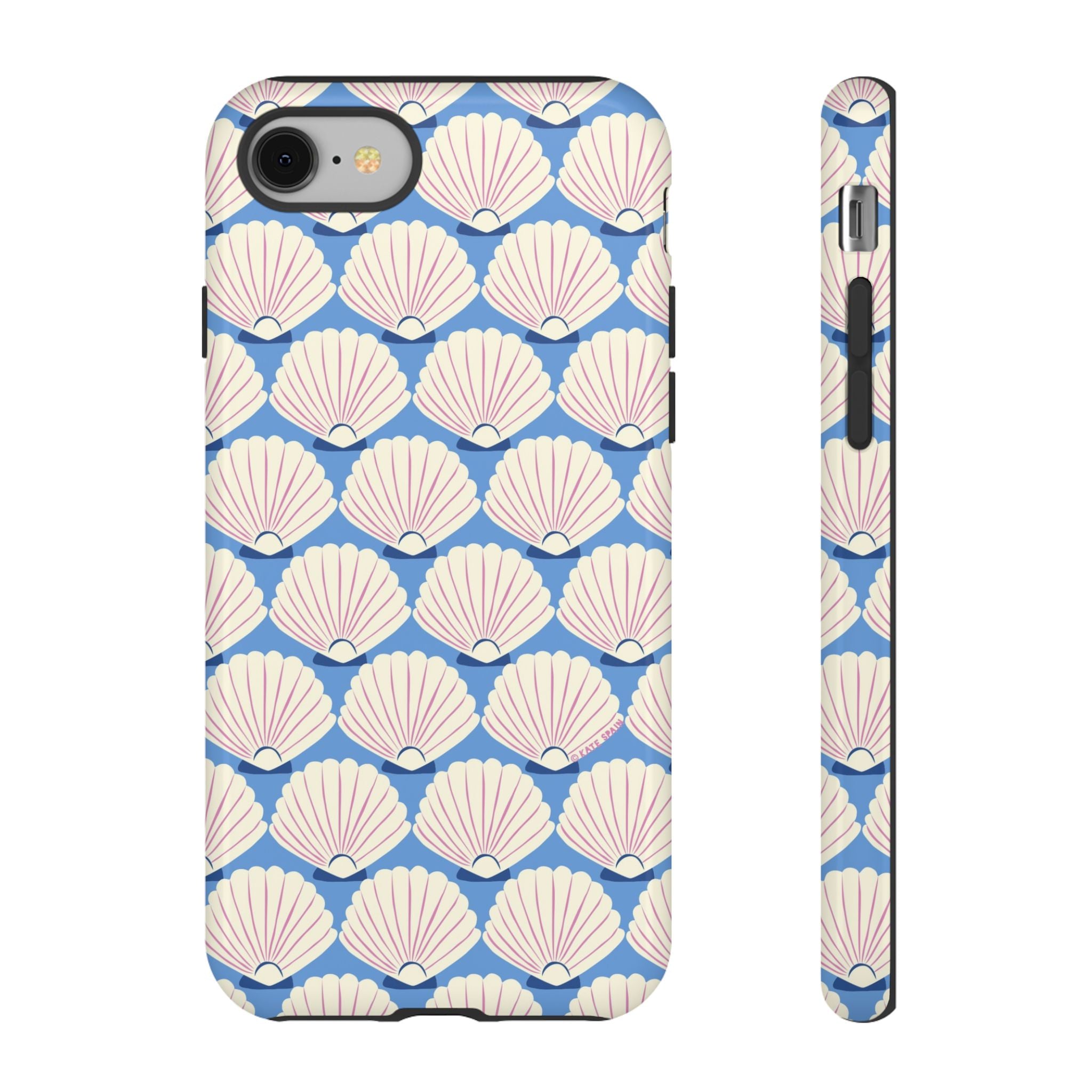 Seashells Tough iPhone 8 Case – Glossy | periwinkle, cream, blush scallop shell print
