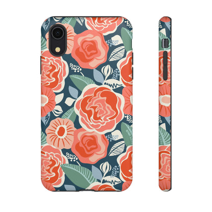 Tea Rose Navy iPhone Tough Case