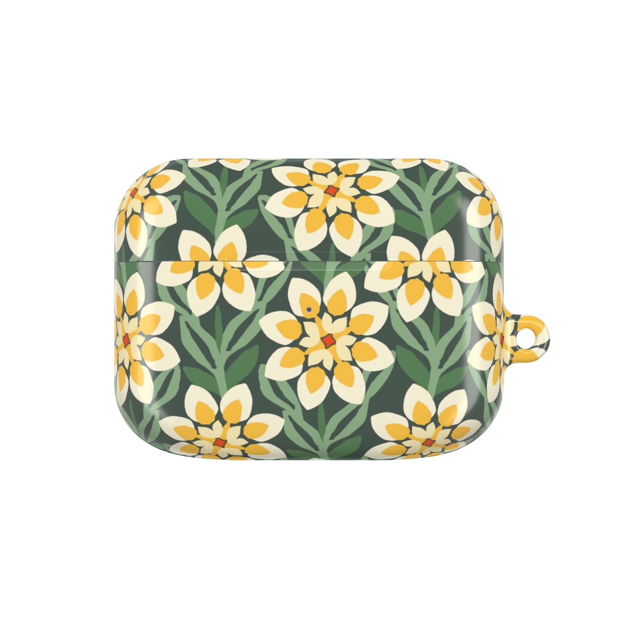 Modern Dahlia Green + Yellow AirPods Case
