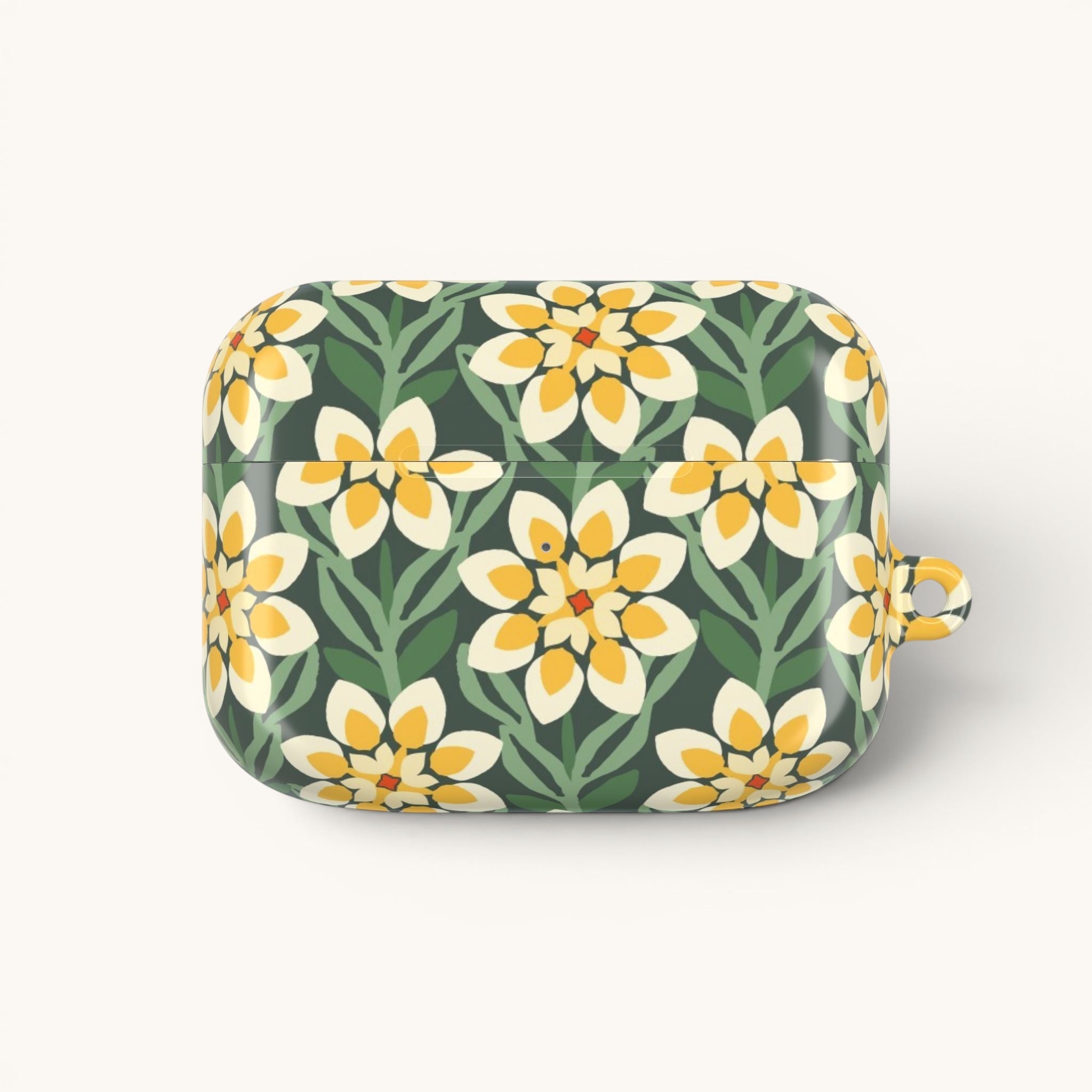 Modern Dahlia Green + Yellow AirPods Case