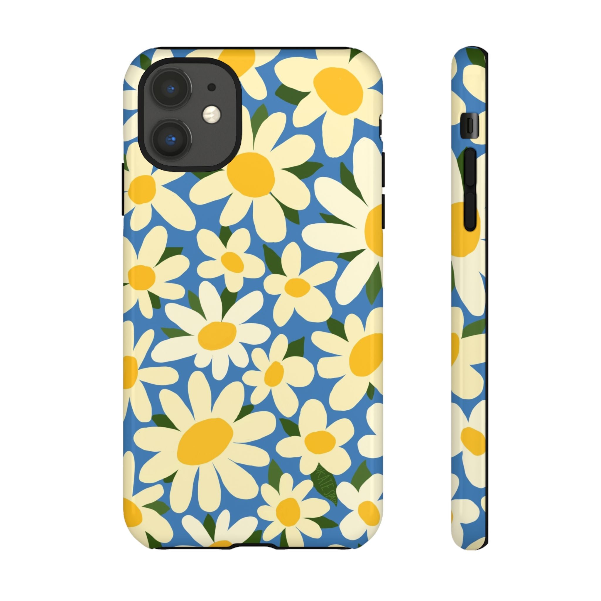 Shasta Daisy Tough iPhone 11 Case – Glossy | blue, cream, yellow daisy floral print