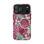Luxury Tea Rose Burgundy MagSafe iPhone 17 Pro Max Case – Matte | burgundy, magenta, plum botanical rose floral print
