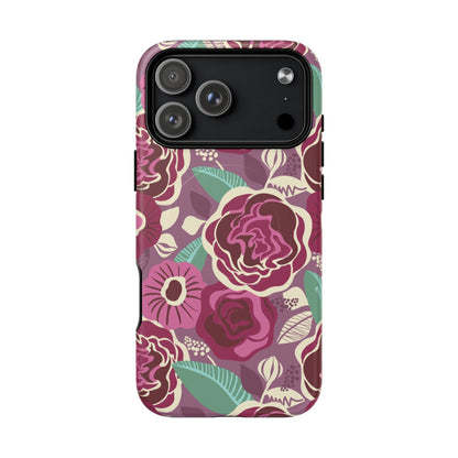 Tea Rose Burgundy Tough Magnetic Phone Case