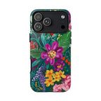 Posy Tough iPhone 17 Pro Max Case – Glossy | teal, purple, magenta, yellow botanical wildflower print