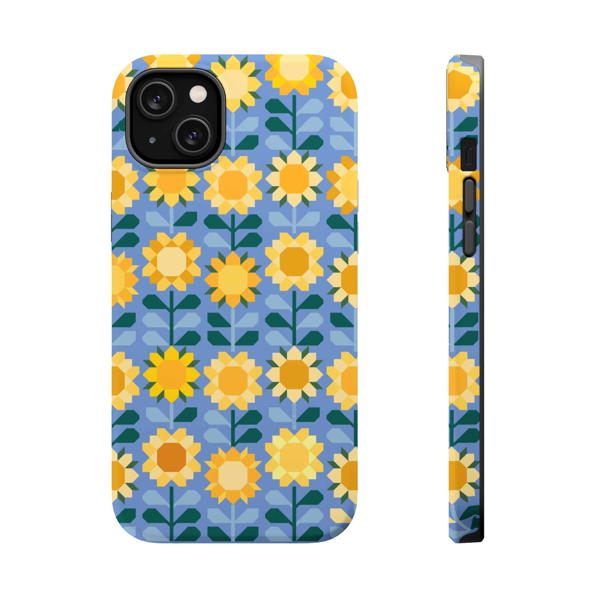 iPhone 14 Plus MagSafe case with Sunflowers pattern in matte finish
