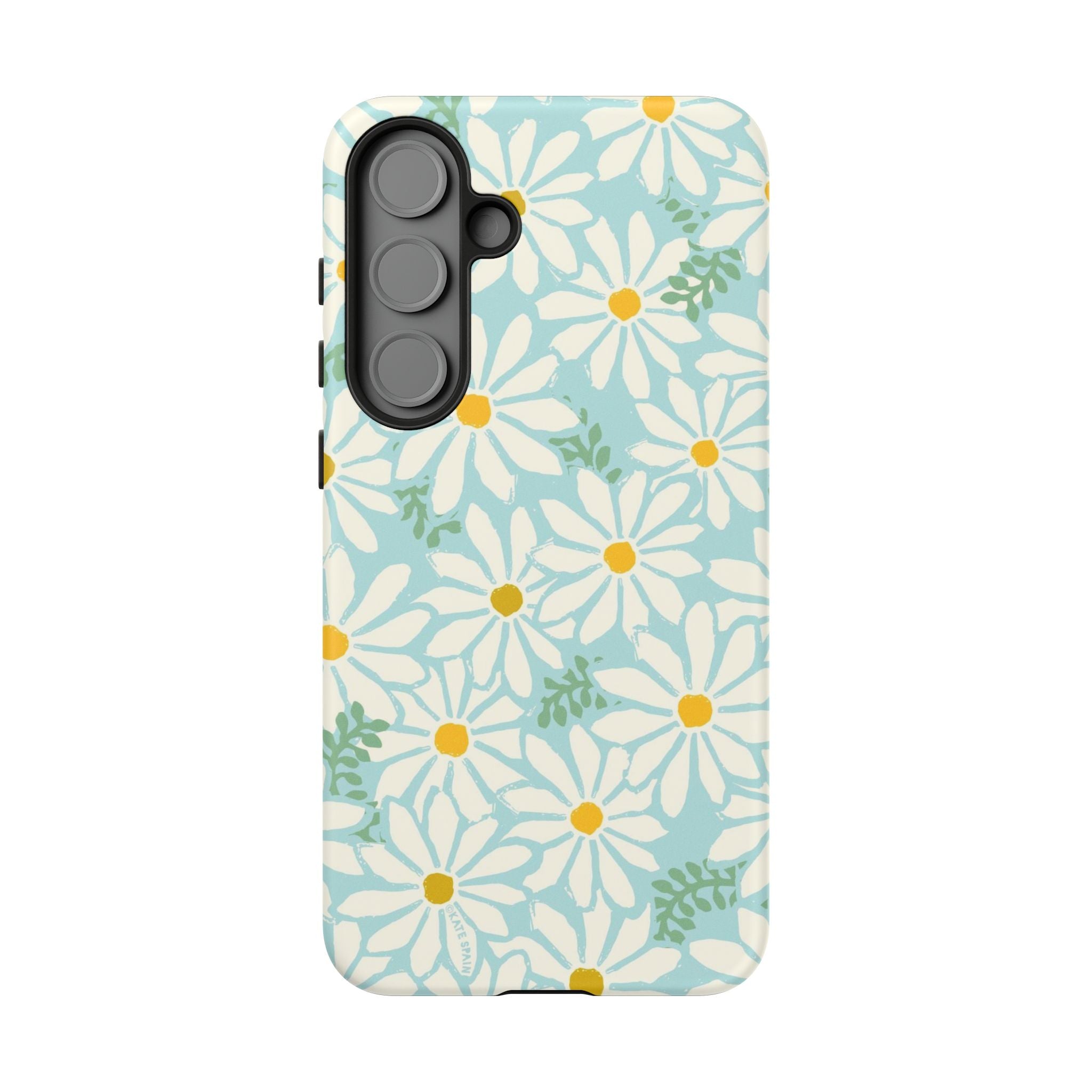 Luxury Daisies Samsung Galaxy S25 Plus Case – Matte | white, yellow, aqua daisy floral print