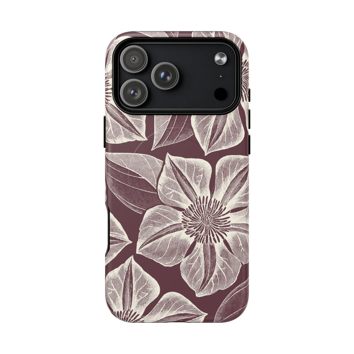 Vintage Bloom Burgundy iPhone MagSafe Case