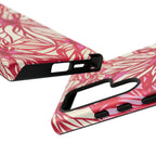 Poinsettia Samsung Galaxy S24 Ultra Case – side view of case buttons and ports | cream, red, pink poinsettia botanical print