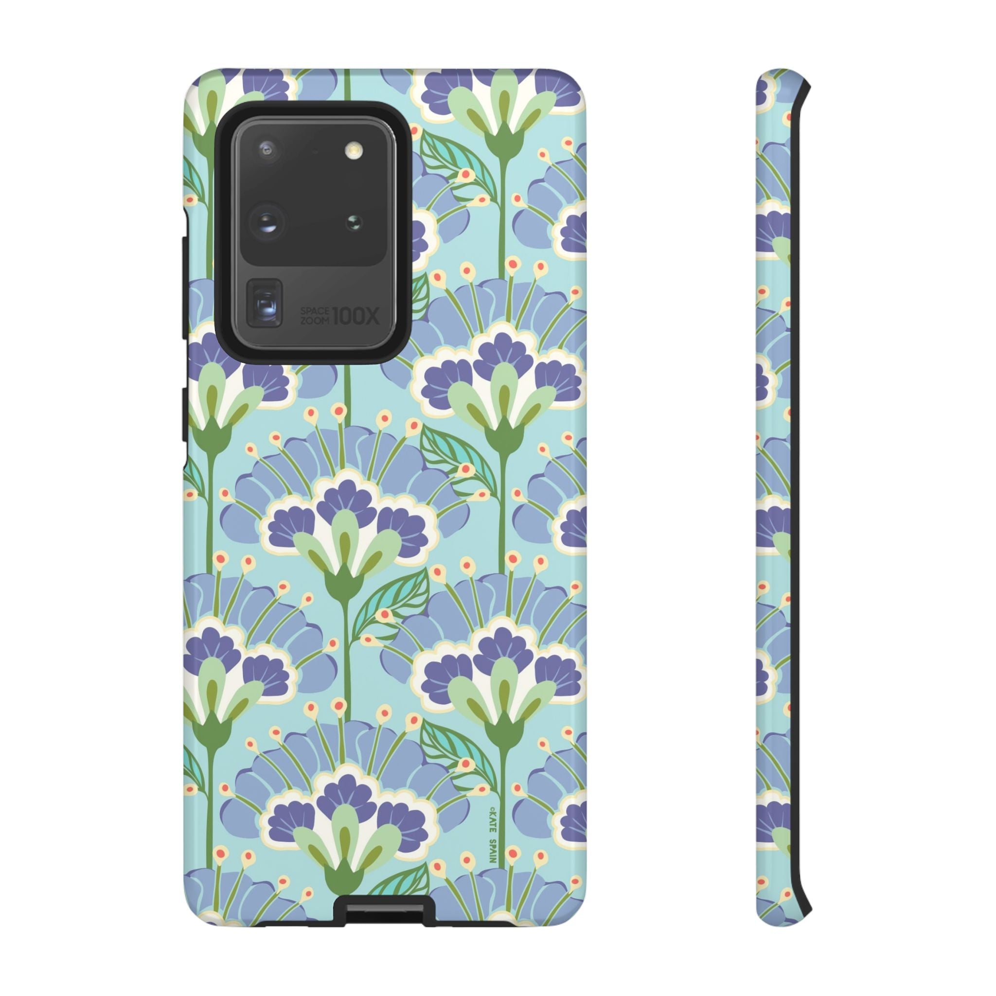 Lantern Flower Samsung Galaxy S20 Ultra Case – Glossy | light blue, lavender, lime green floral print