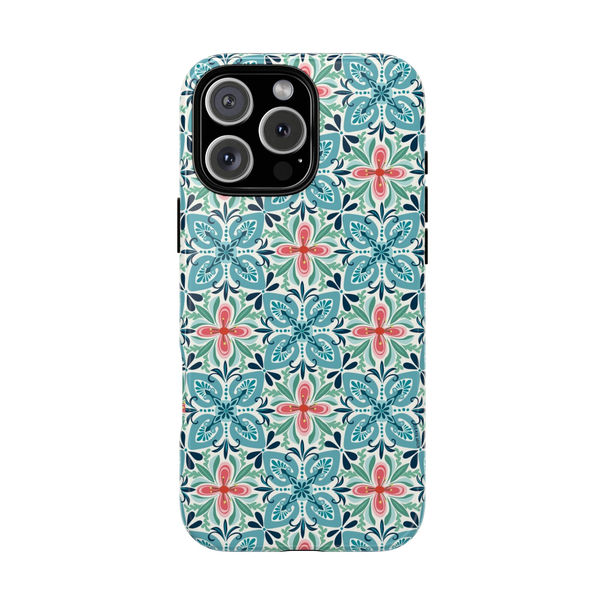 Stonecrop Tough iPhone 16 Pro Max Case – Glossy | sage, cream, blush botanical succulent print