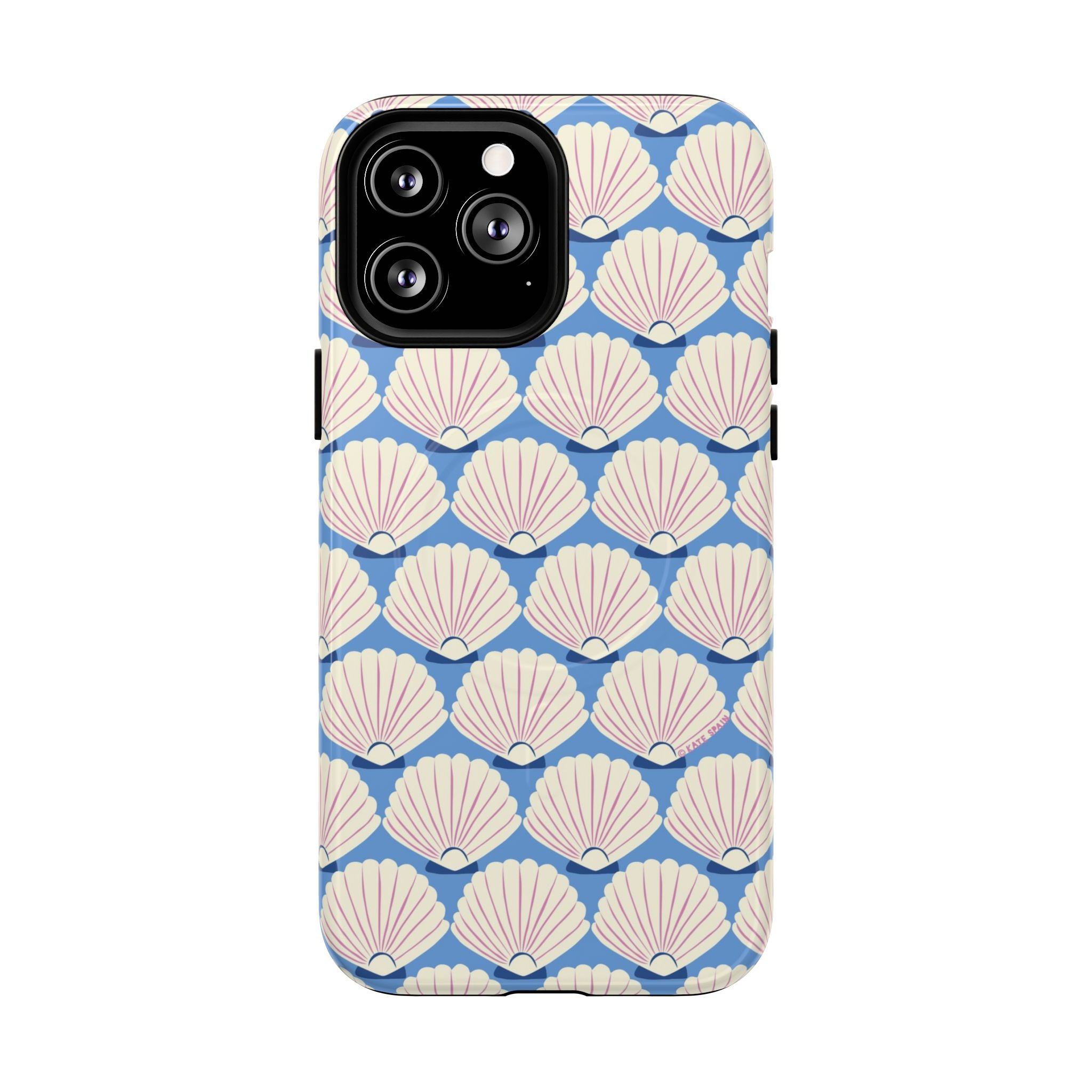 Seashells MagSafe iPhone 13 Pro Max Case – Glossy | periwinkle, cream, blush scallop shell print