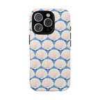 Seashells Tough iPhone 16 Pro Max Case – Glossy | periwinkle, cream, blush scallop shell print