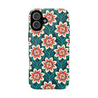 Modern Dahlia MagSafe iPhone 16 Plus Case – Matte | teal, coral, cream botanical dahlia floral print