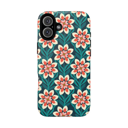 Modern Dahlia MagSafe iPhone Case - Teal Allover Pattern