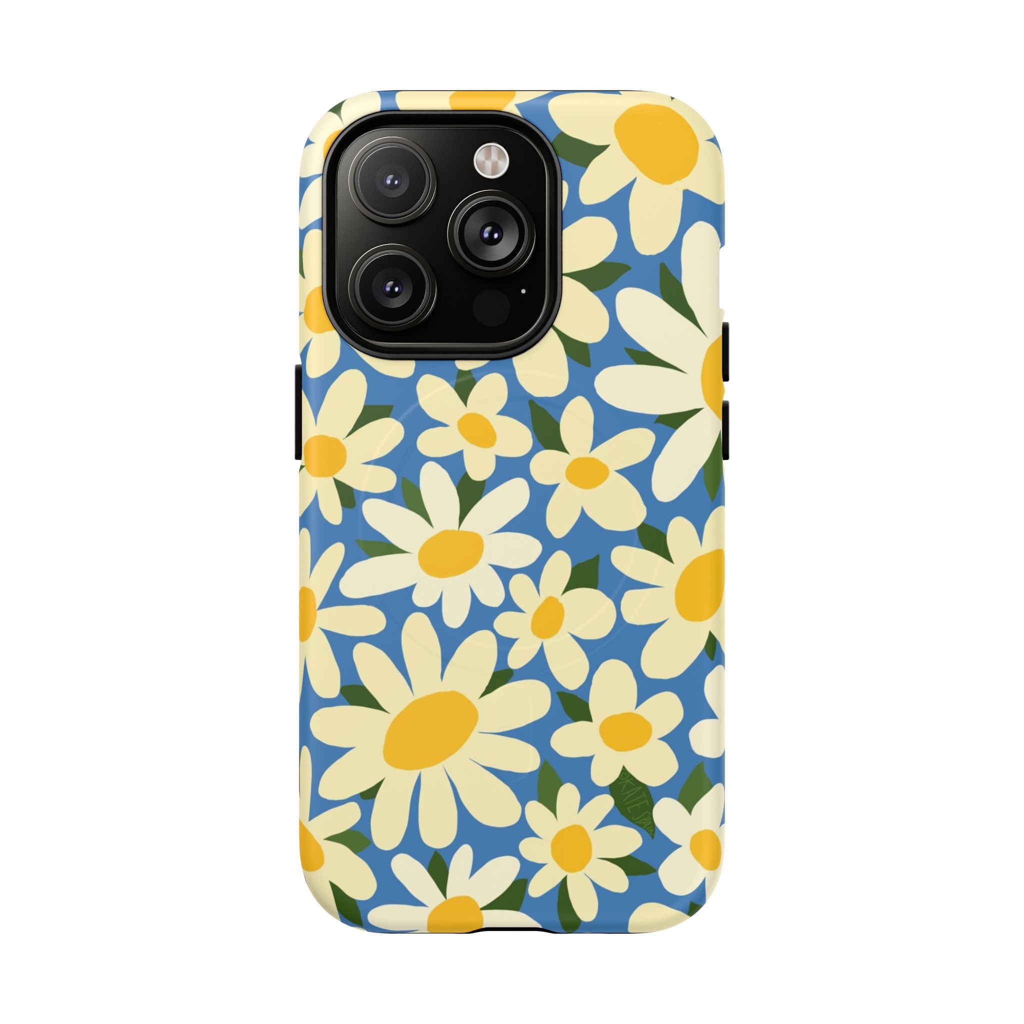 Shasta Daisy MagSafe iPhone 14 Pro Case – Matte | blue, cream, yellow daisy floral print