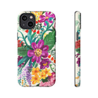 Posy Tough iPhone 14 Plus Case – Matte | cream, magenta, coral botanical floral print