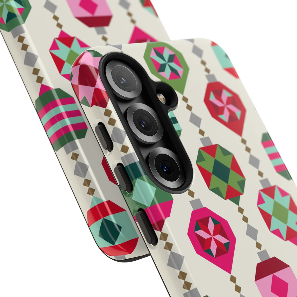 Felicity Ornaments Samsung Galaxy S26 Case – Matte | cream, red, pink, green, mint geometric quilted ornament print