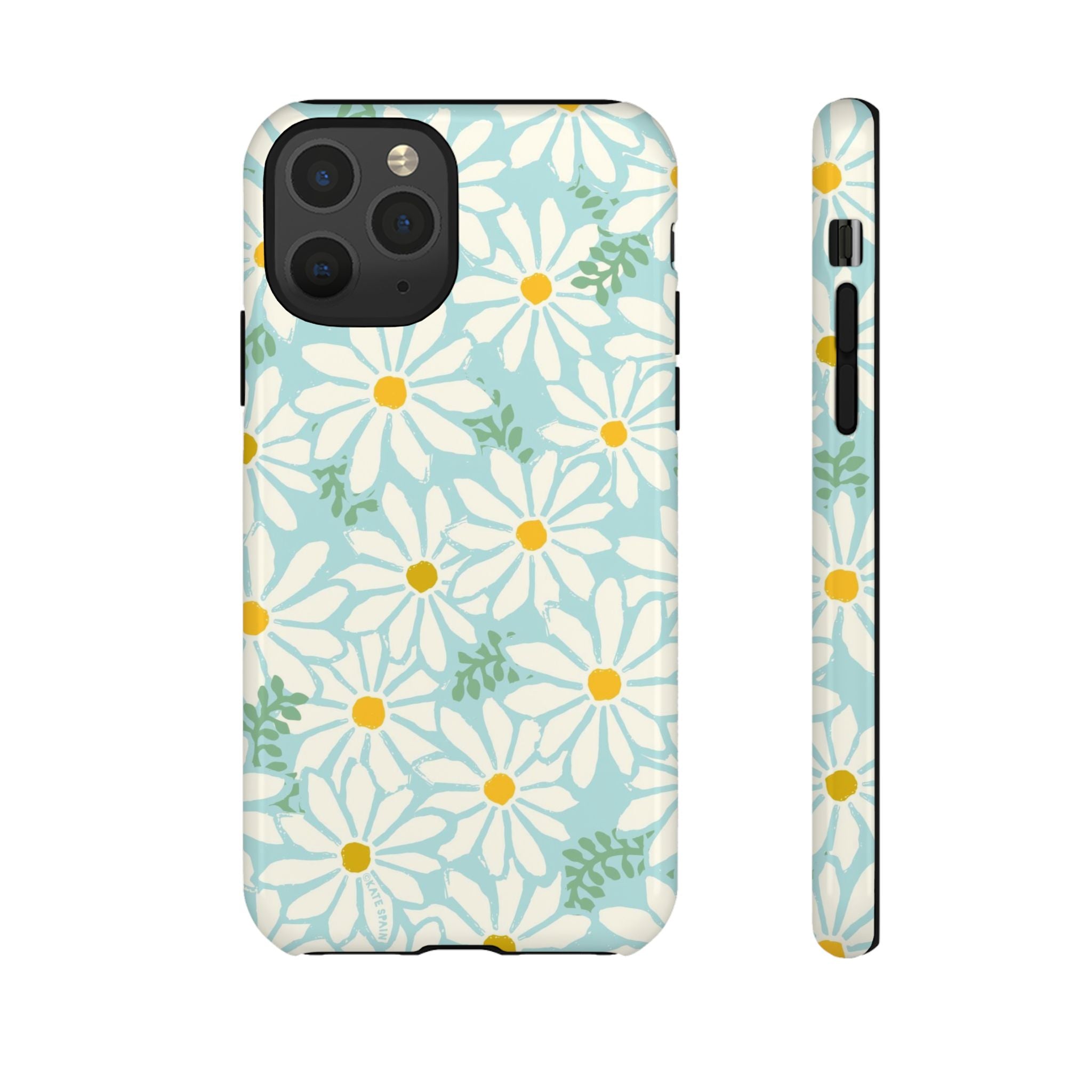 Daisies Tough iPhone 11 Pro Case – Glossy | mint, white, yellow botanical daisy floral print