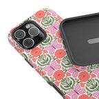 Pink Butterfly MagSafe Case - close-up of camera cutout showing dual-layer inner shell separate from printed outer shell