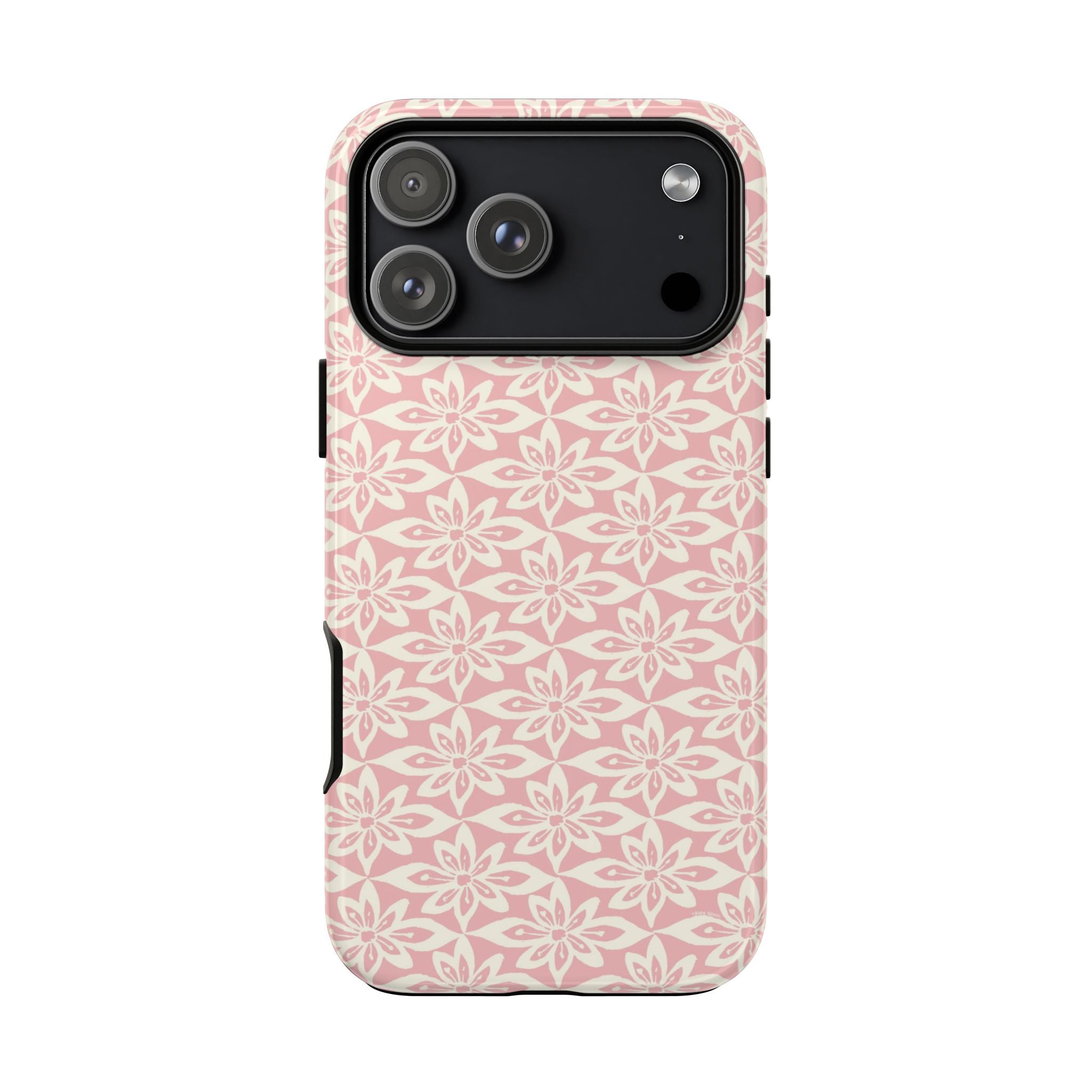 Lily Pastel Pink iPhone 17 Pro Glossy case — geometric blush lily print on soft pink by Kate Spain