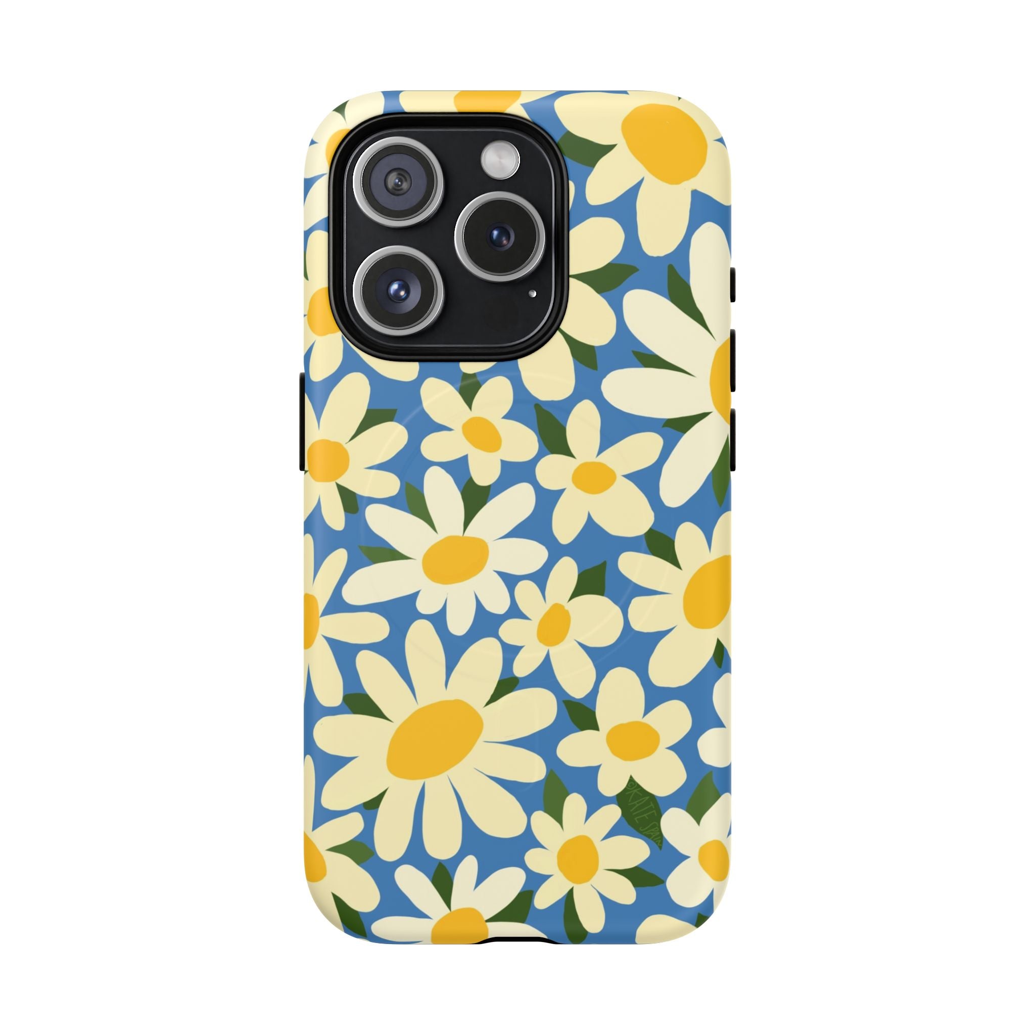 Shasta Daisy MagSafe iPhone 15 Pro Case – Matte | blue, cream, yellow daisy floral print