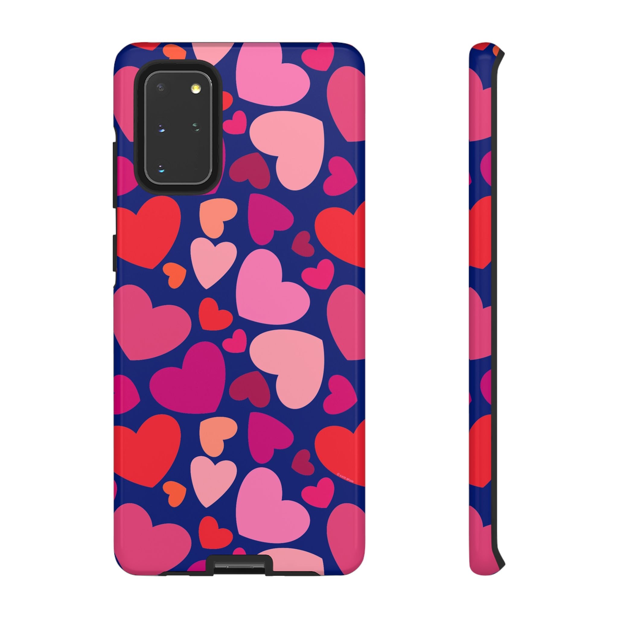 Hearts Samsung Galaxy S20+ Case – Glossy | navy, pink, blush, red heart print