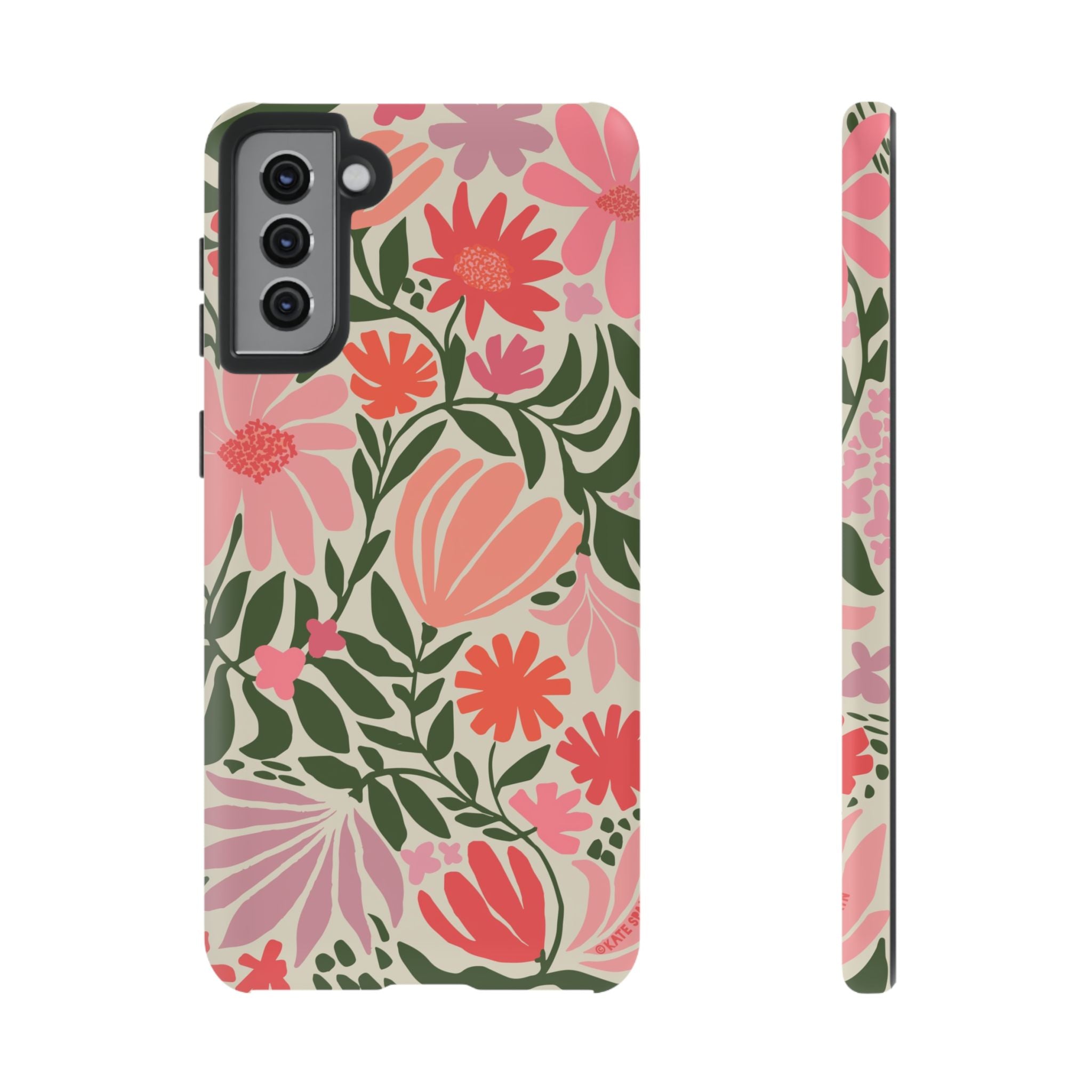 Luxury Botanica Samsung Galaxy S21 Plus Case – Matte | cream, coral, pink botanical wildflower print