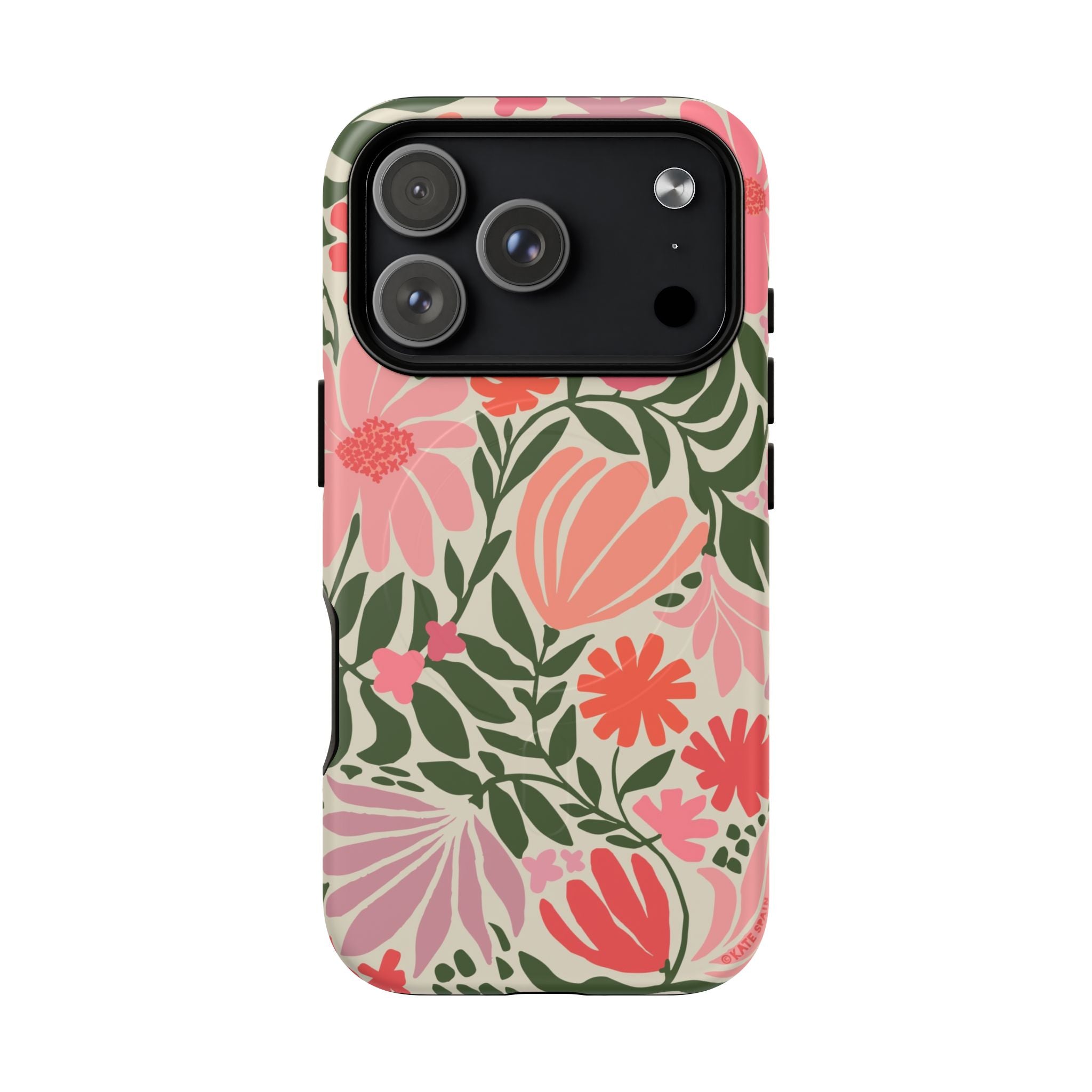 Botanica MagSafe iPhone 17 Pro Case – Matte | coral, pink, sage green botanical wildflower print