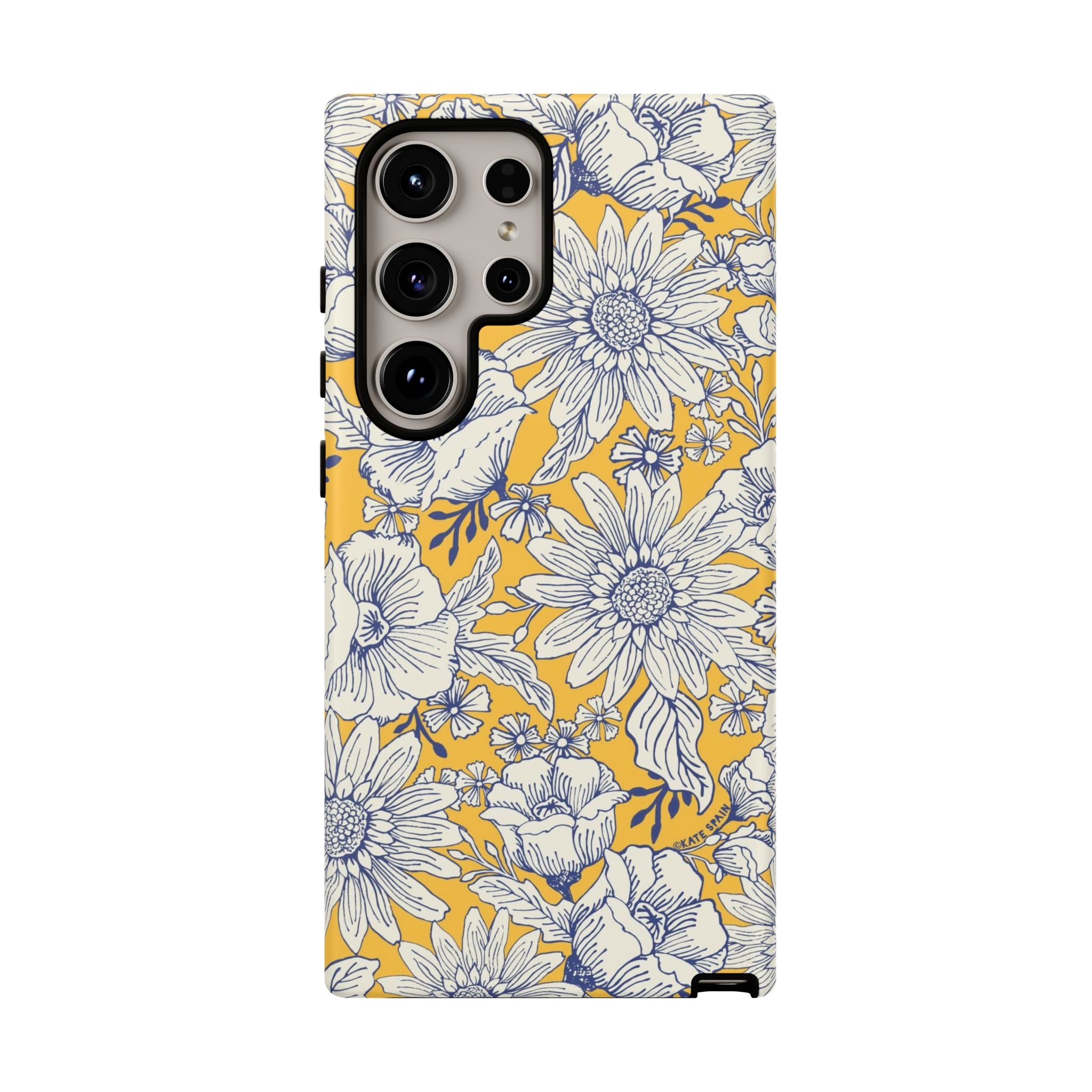 Luxury Jardin Samsung Galaxy S24 Ultra Case – Glossy | yellow, cream, blue botanical floral print