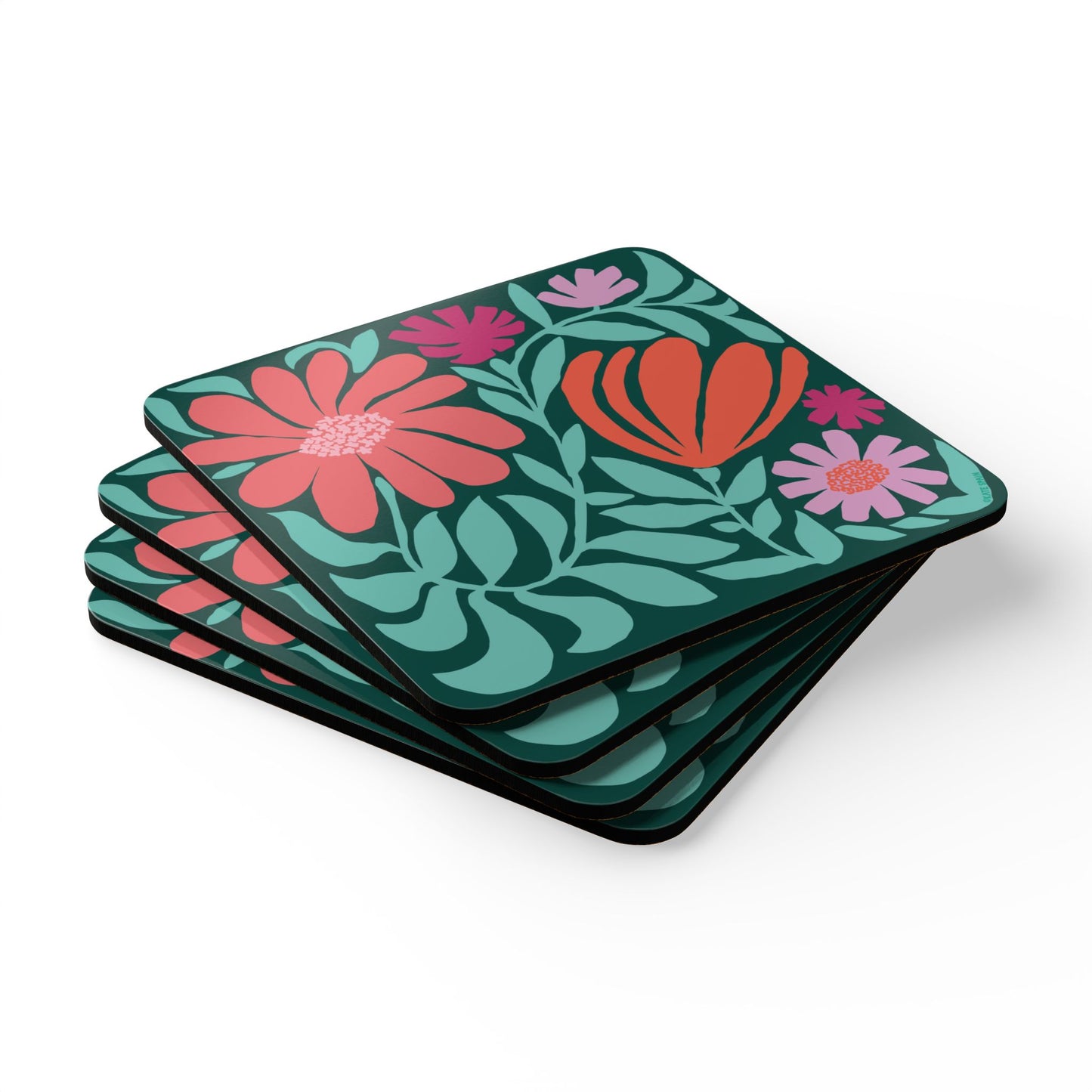 Botanica Floral Cork Coaster Set
