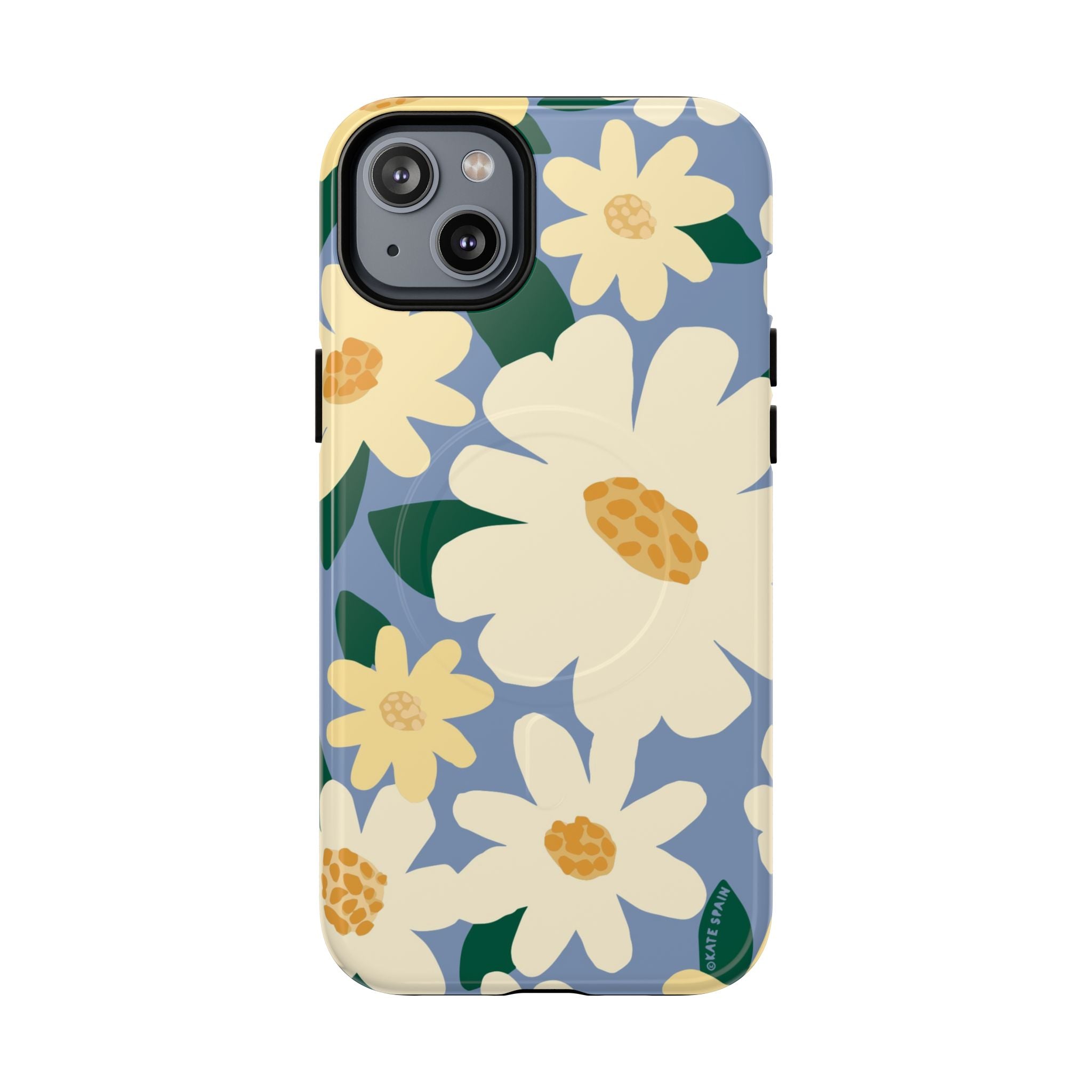 Chamomile MagSafe iPhone 14 Pro Case – Matte | periwinkle, cream, yellow botanical daisy floral print