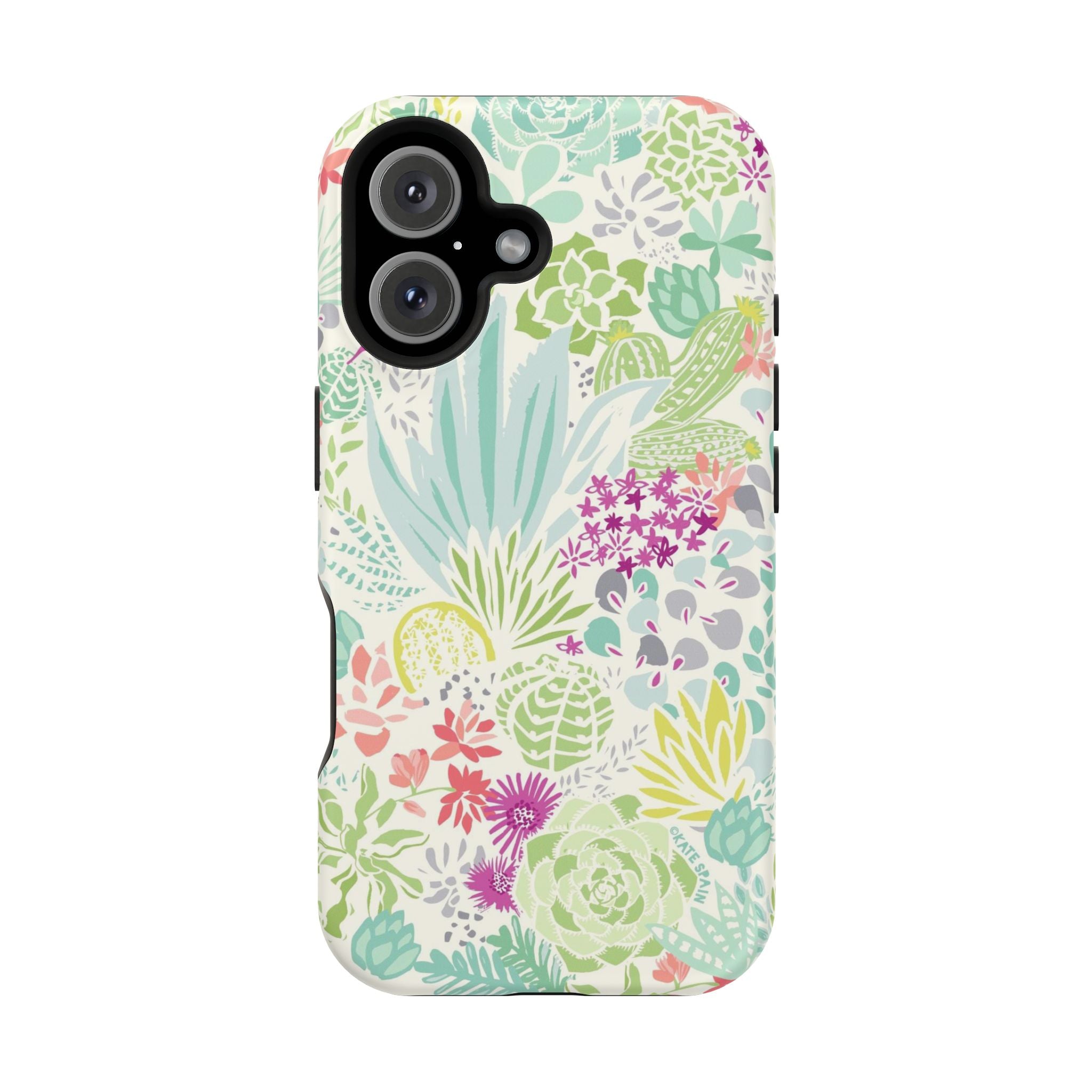 Canyon MagSafe iPhone 16 Case – Matte | aqua, coral, purple, sage green succulent and cactus print