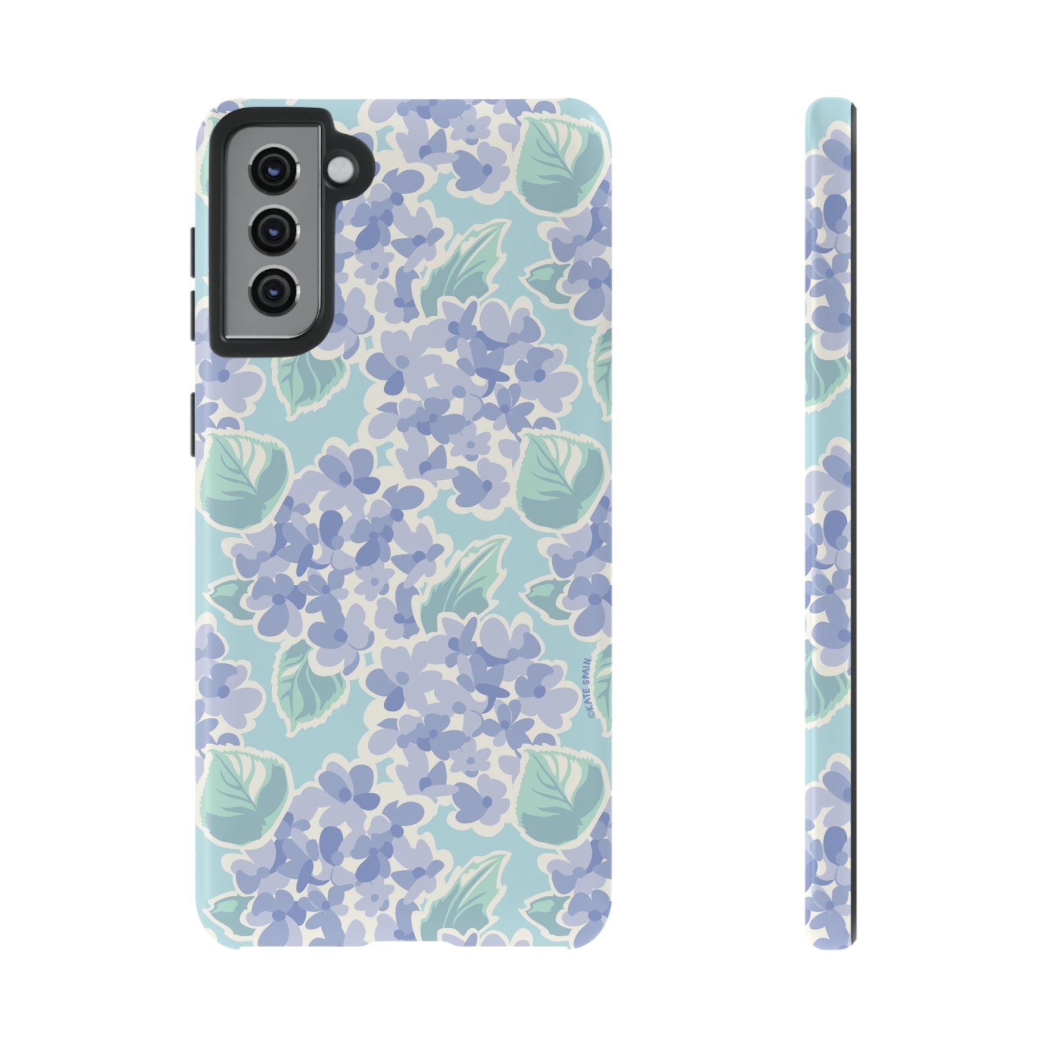 Luxury Nantucket Hydrangea Samsung Galaxy S21 Plus Case – Glossy | white, lavender, mint watercolor hydrangea print