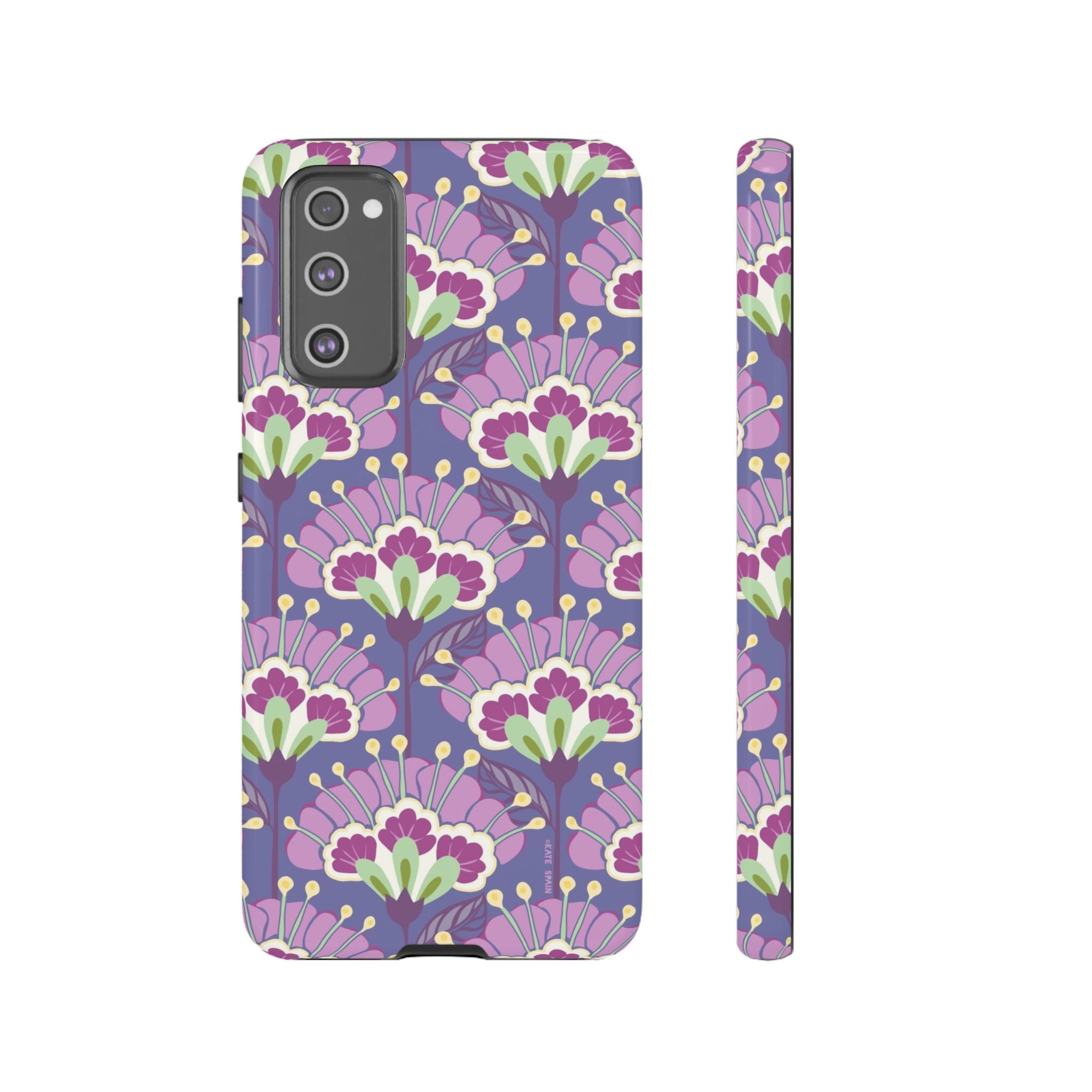 Luxury Lantern Flower Samsung Galaxy S20 FE Case – Glossy | mauve, purple, lime green floral print