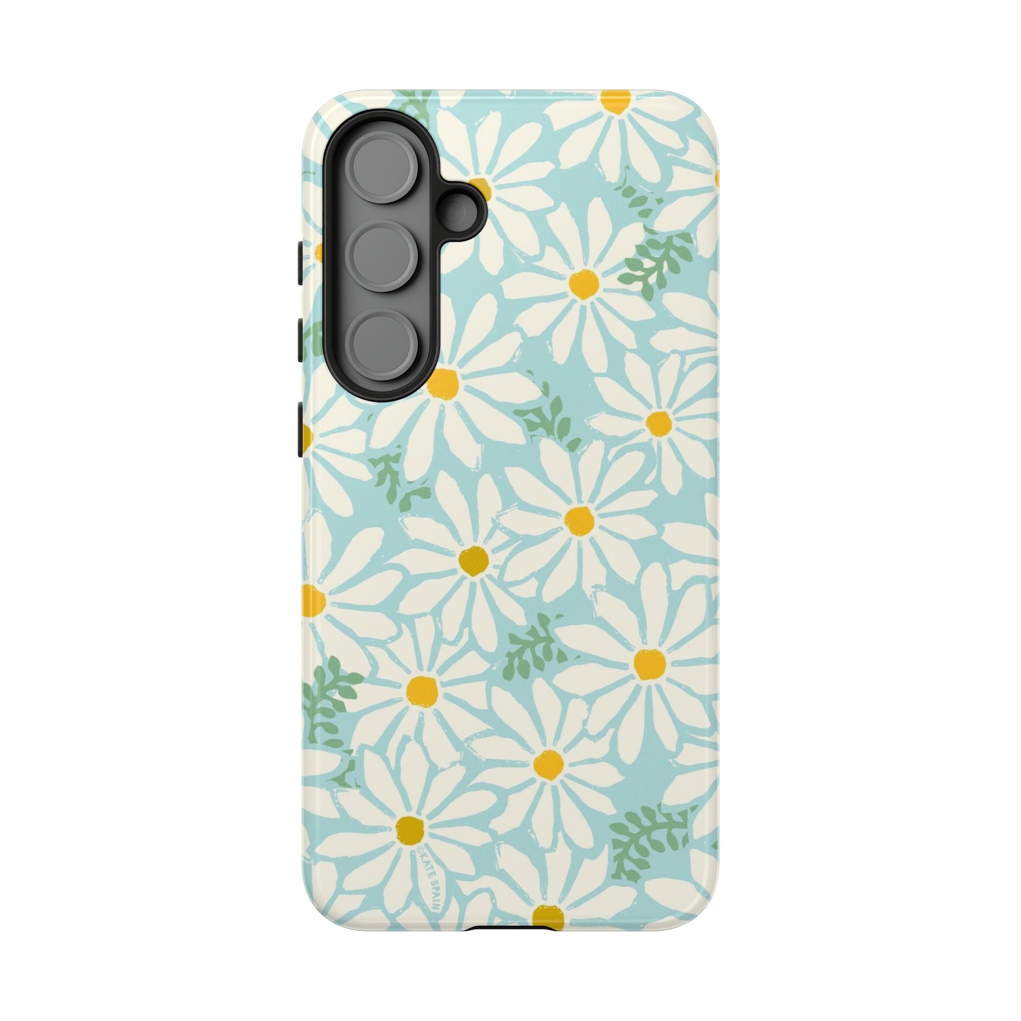 Luxury Daisies Samsung Galaxy S25 Plus Case – Glossy | white, yellow, aqua daisy floral print