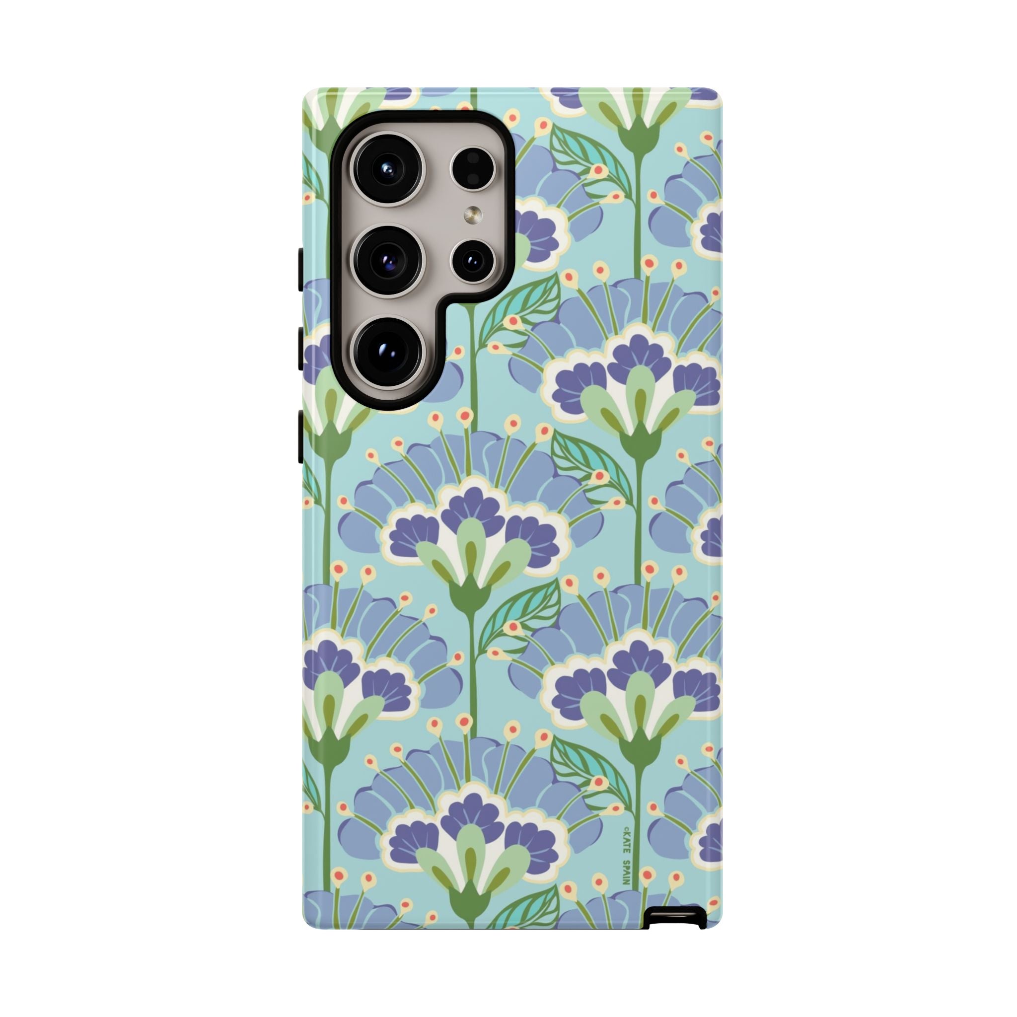 Lantern Flower Samsung Galaxy S24 Ultra Case – Matte | light blue, lavender, lime green floral print