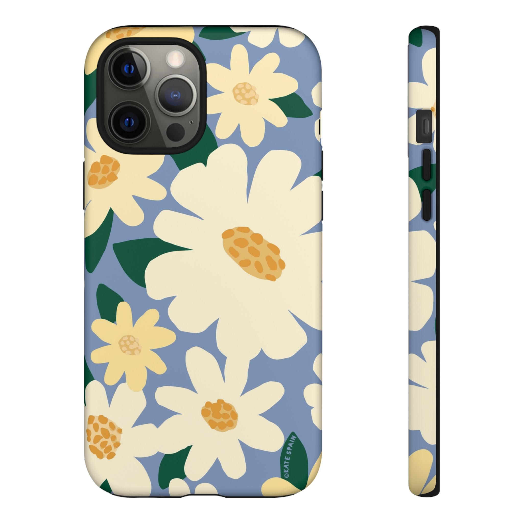 Chamomile Tough iPhone 12 Pro Max Case – Matte | periwinkle, cream, yellow botanical daisy floral print